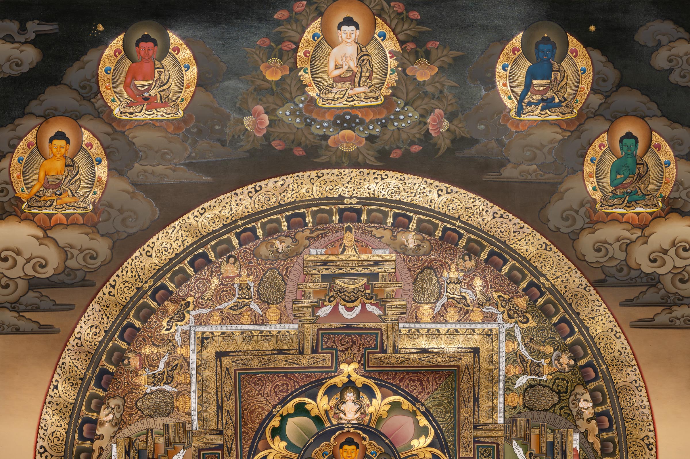 Bring calm and clarity into your space with this exclusive Gautam Buddha Mandala Thangka. Surrounded by sacred deities, it offers balance, focus, and timeless beauty.