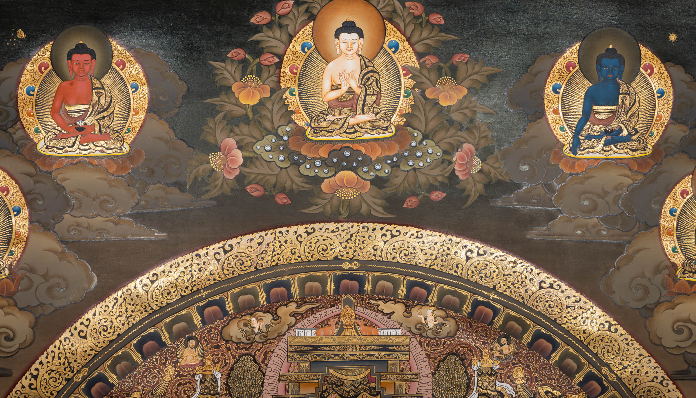 Bring calm and clarity into your space with this exclusive Gautam Buddha Mandala Thangka. Surrounded by sacred deities, it offers balance, focus, and timeless beauty.