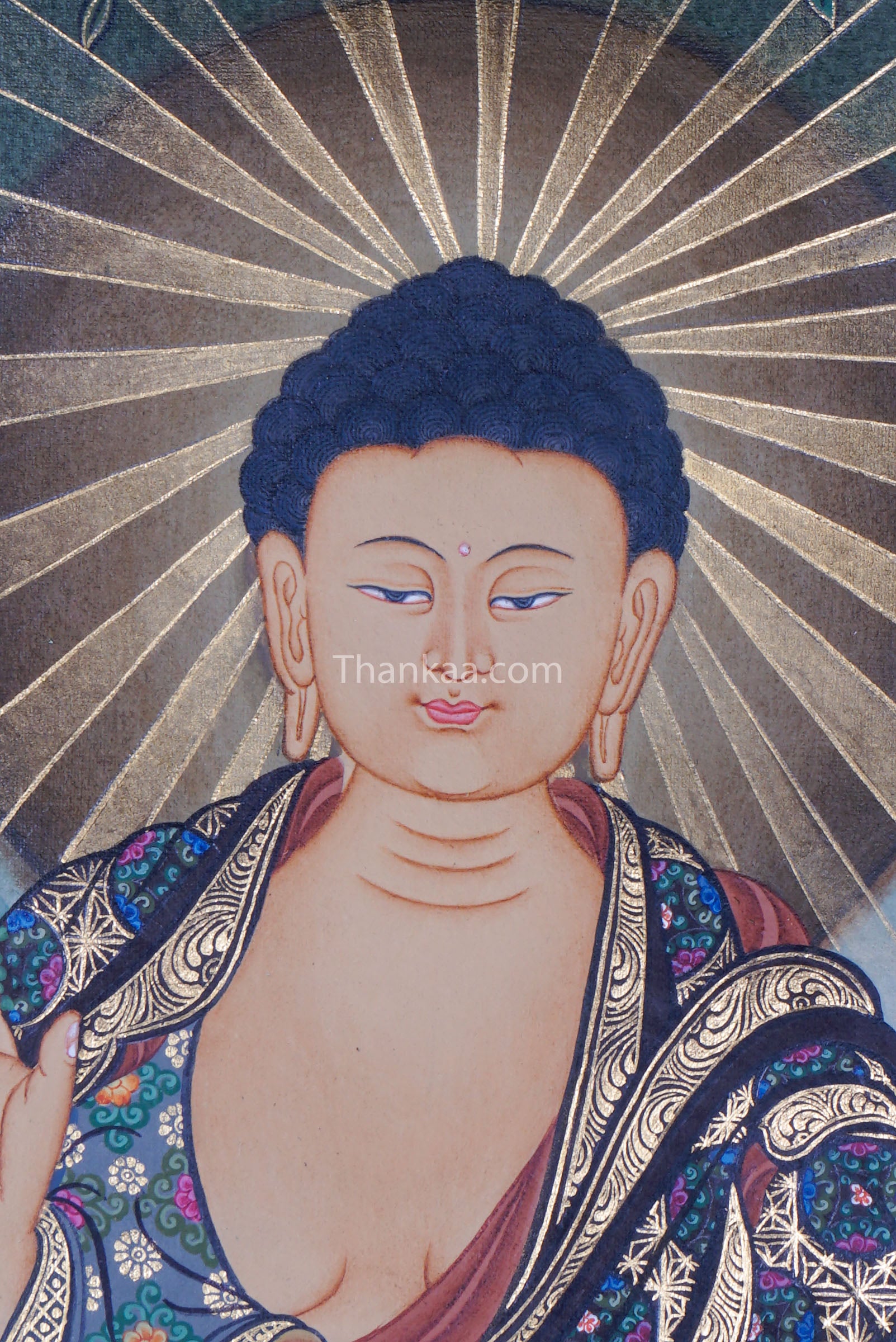 This Japanese Amida Buddha Thangka, crafted by skilled Nepalese artisans with natural pigments, captures Amida’s infinite compassion and divine grace. Ideal for meditation, this genuine Tibetan thangka brings peace and spiritual light to any sacred space.