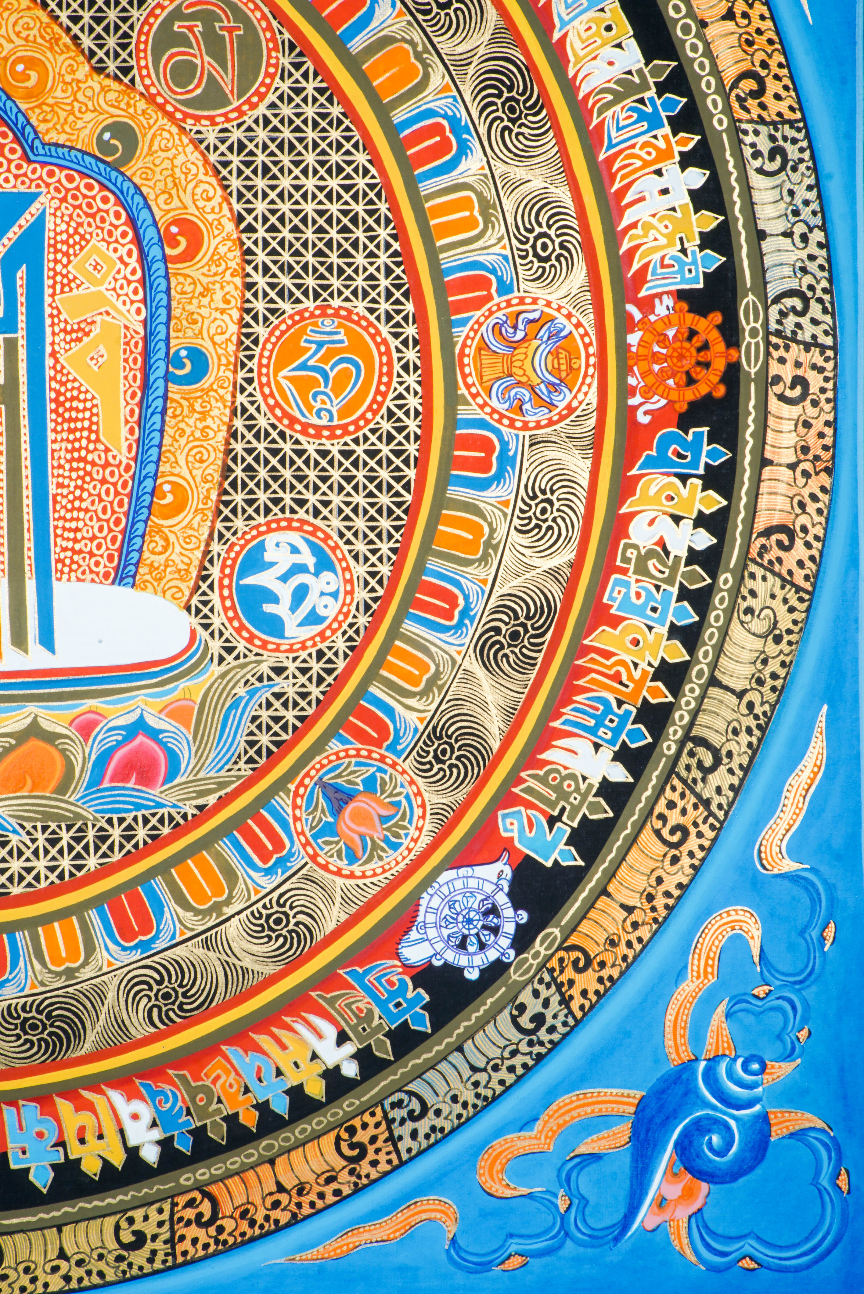 A sacred symbol in Tibetan Buddhism, the Kalachakra Mandala represents time, space, and the path to enlightenment. Hand-painted with natural pigments, this mandala painting supports deep meditation, balance, and spiritual awakening.