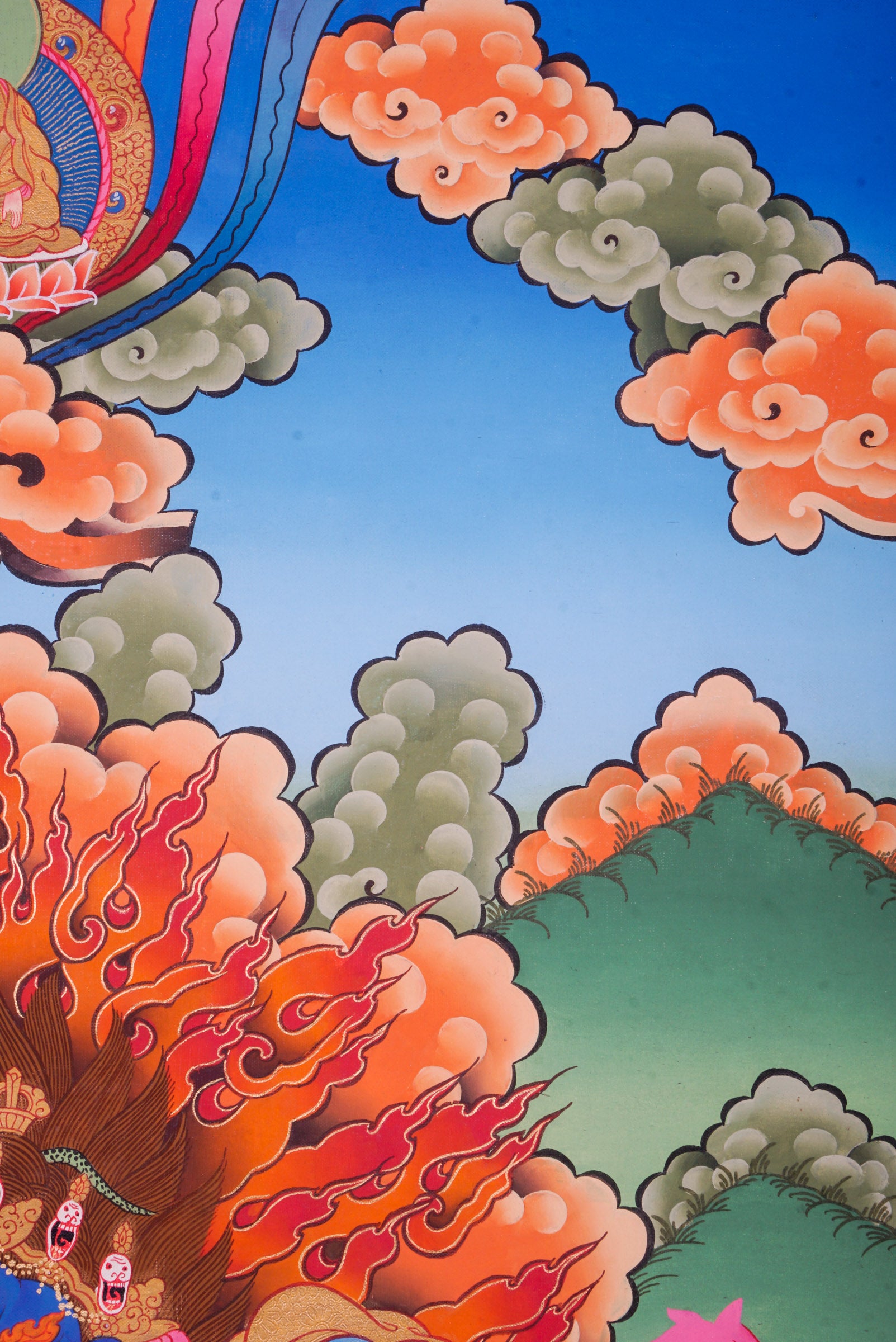 Meticulously hand-painted artwork of Mahakala Thangka also known as Dharmapala, the protector of the dharma.