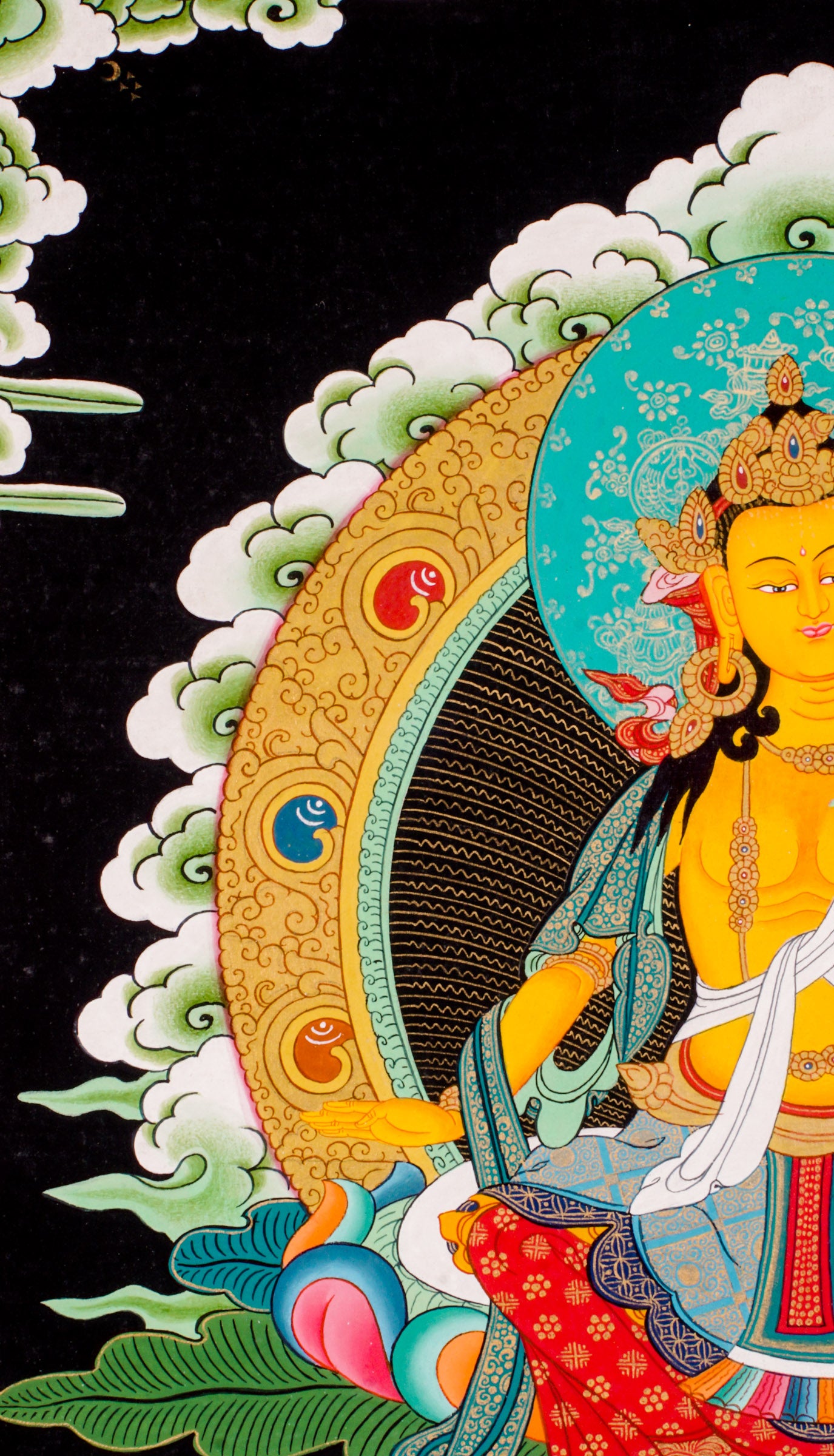 Maitreya Buddha Thangka - a sacred hand-painted artwork of Maitreya( the future of Buddha).