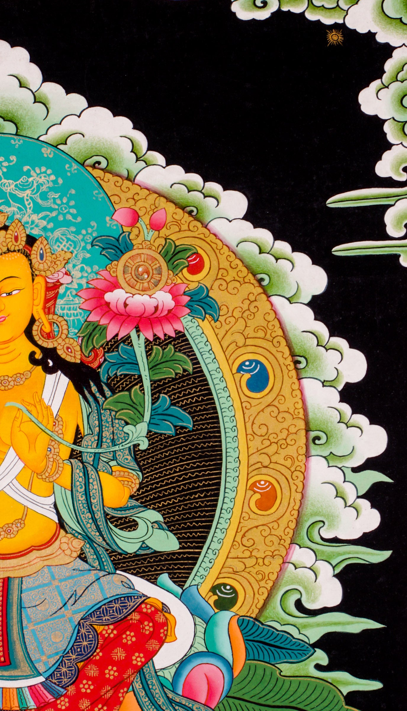 Maitreya Buddha Thangka - a sacred hand-painted artwork of Maitreya( the future of Buddha).