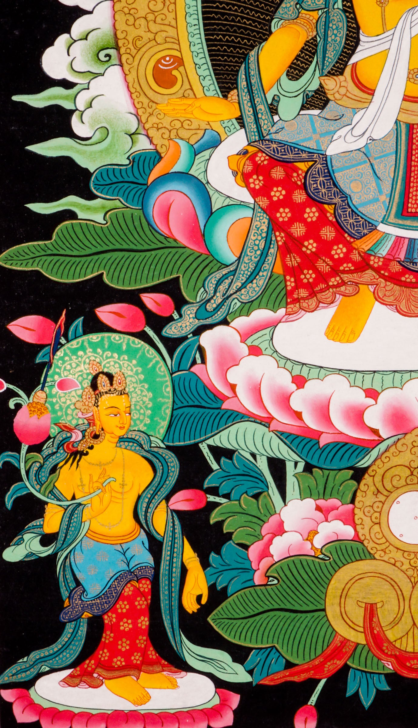 Maitreya Buddha Thangka - a sacred hand-painted artwork of Maitreya( the future of Buddha).