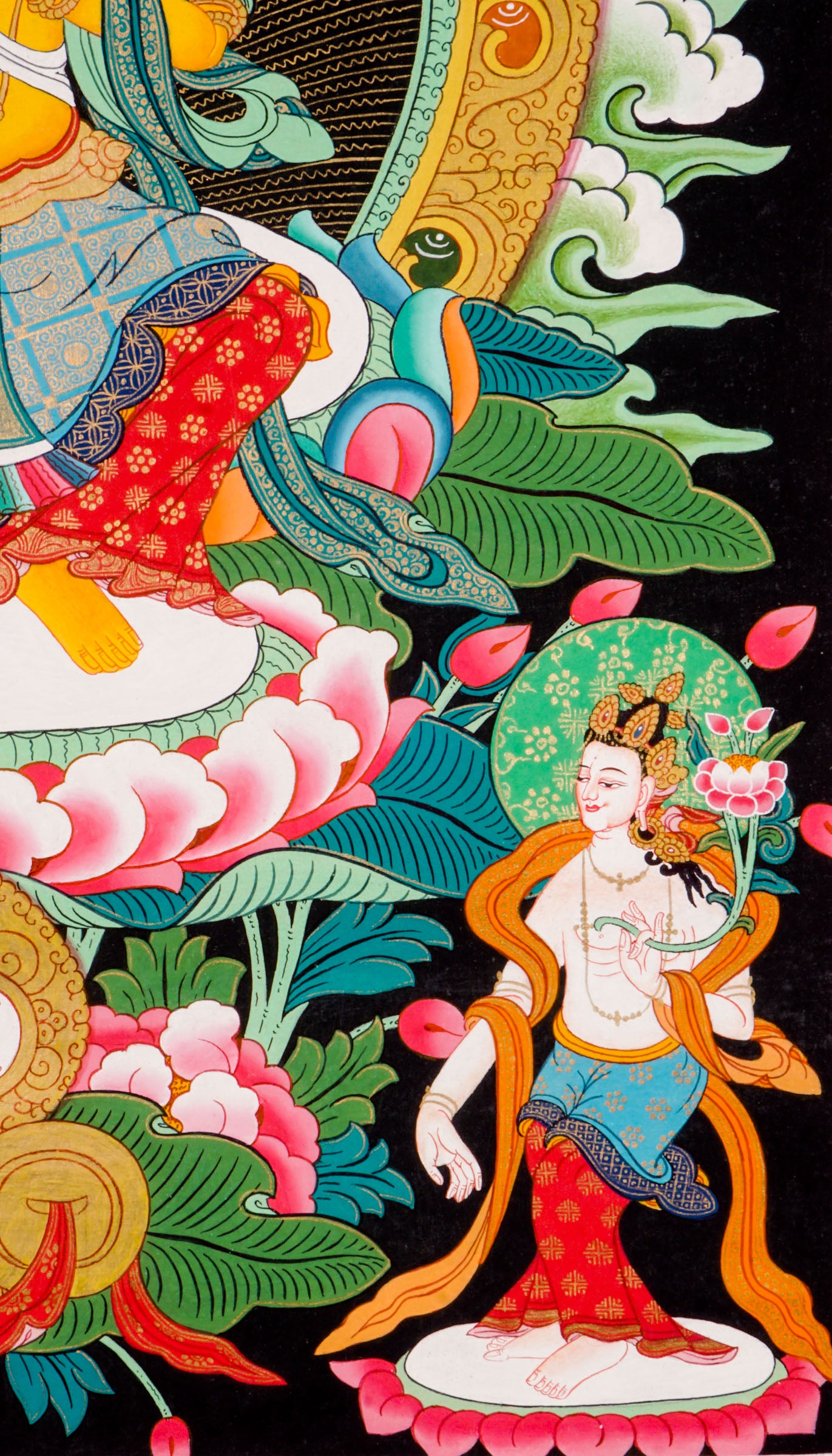 Maitreya Buddha Thangka - a sacred hand-painted artwork of Maitreya( the future of Buddha).
