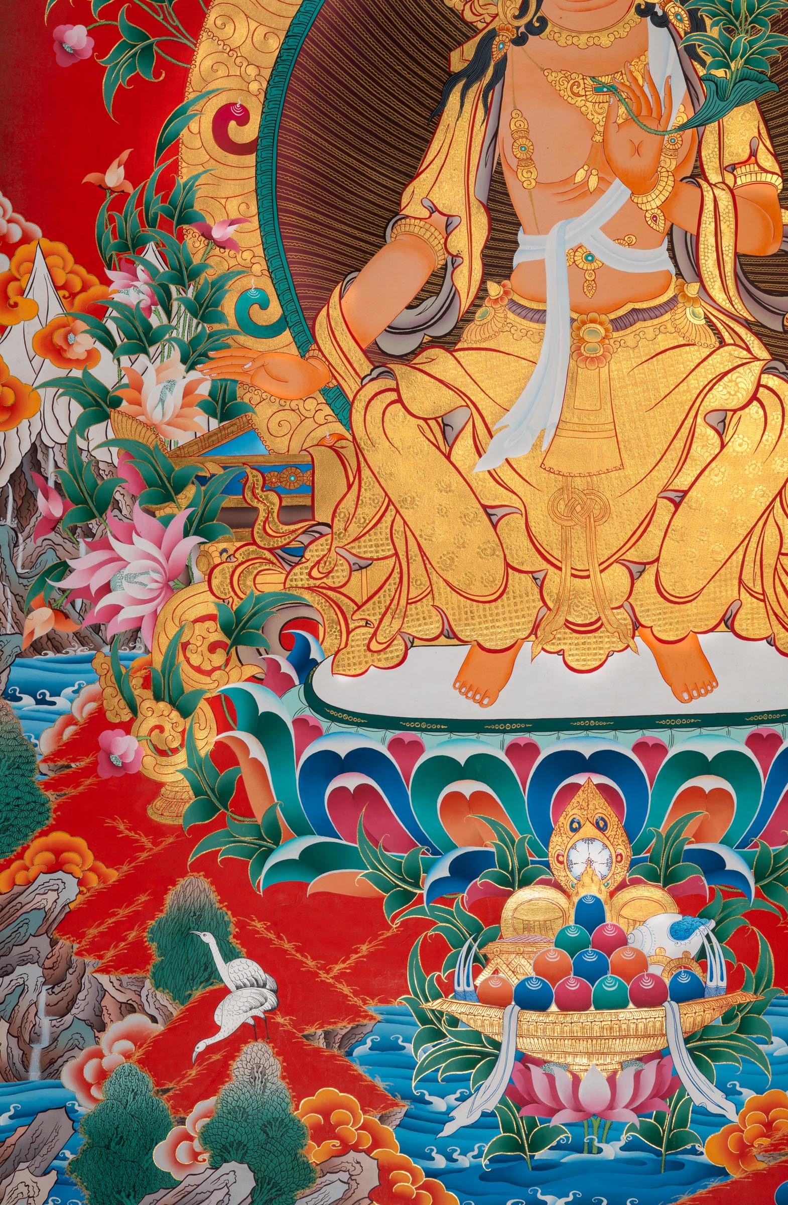 Maitreya Buddha Thangka - Hand painted art.