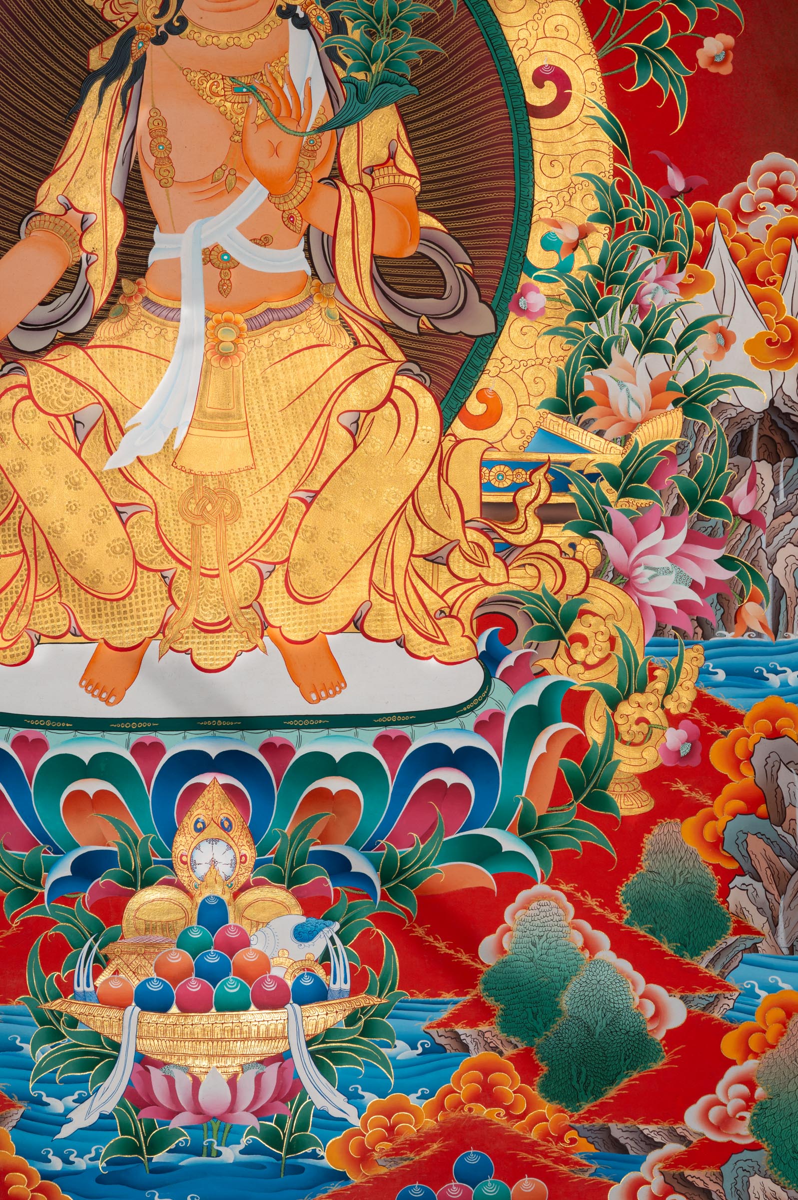 Maitreya Buddha Thangka - Hand painted art.