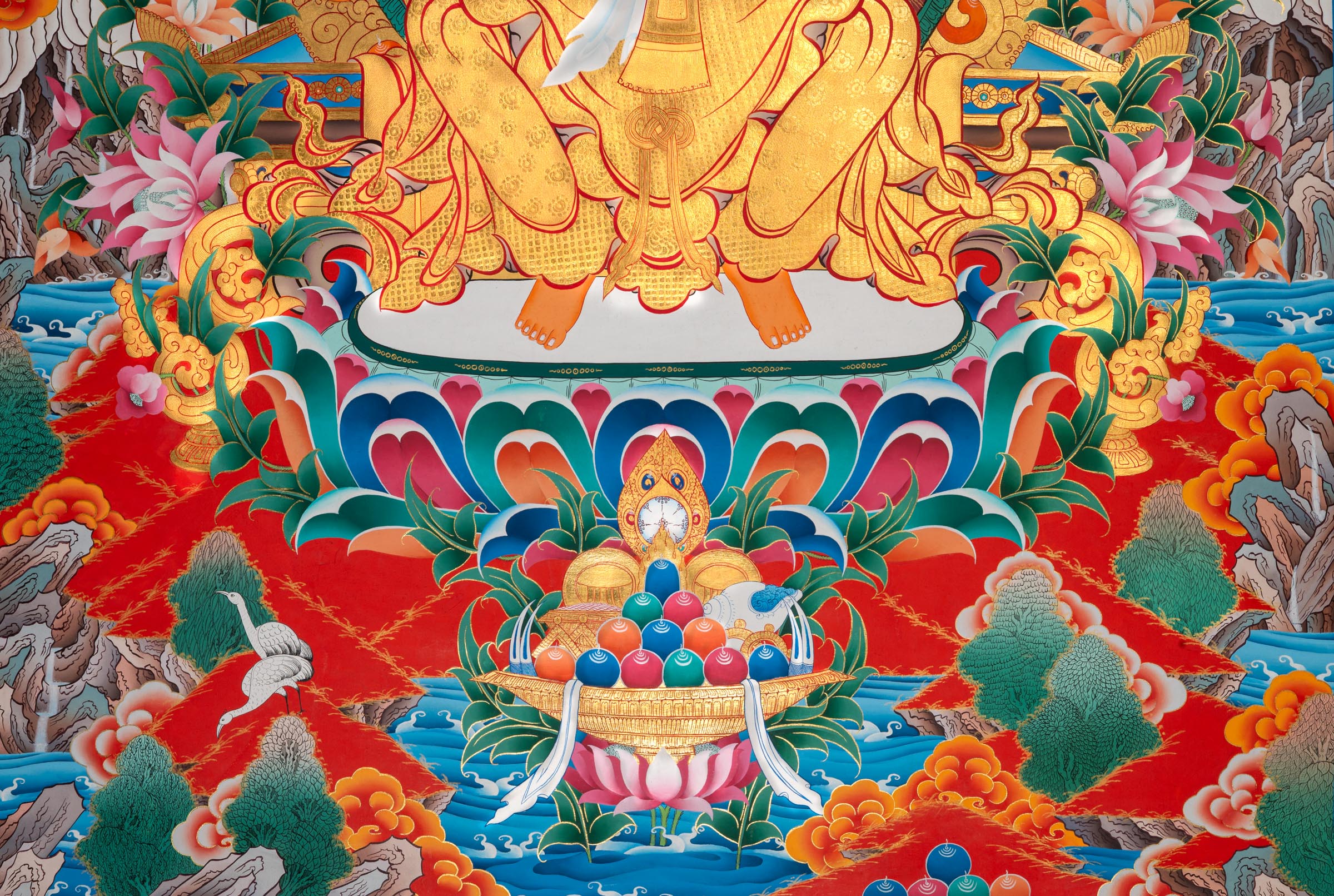 Maitreya Buddha Thangka - Hand painted art.