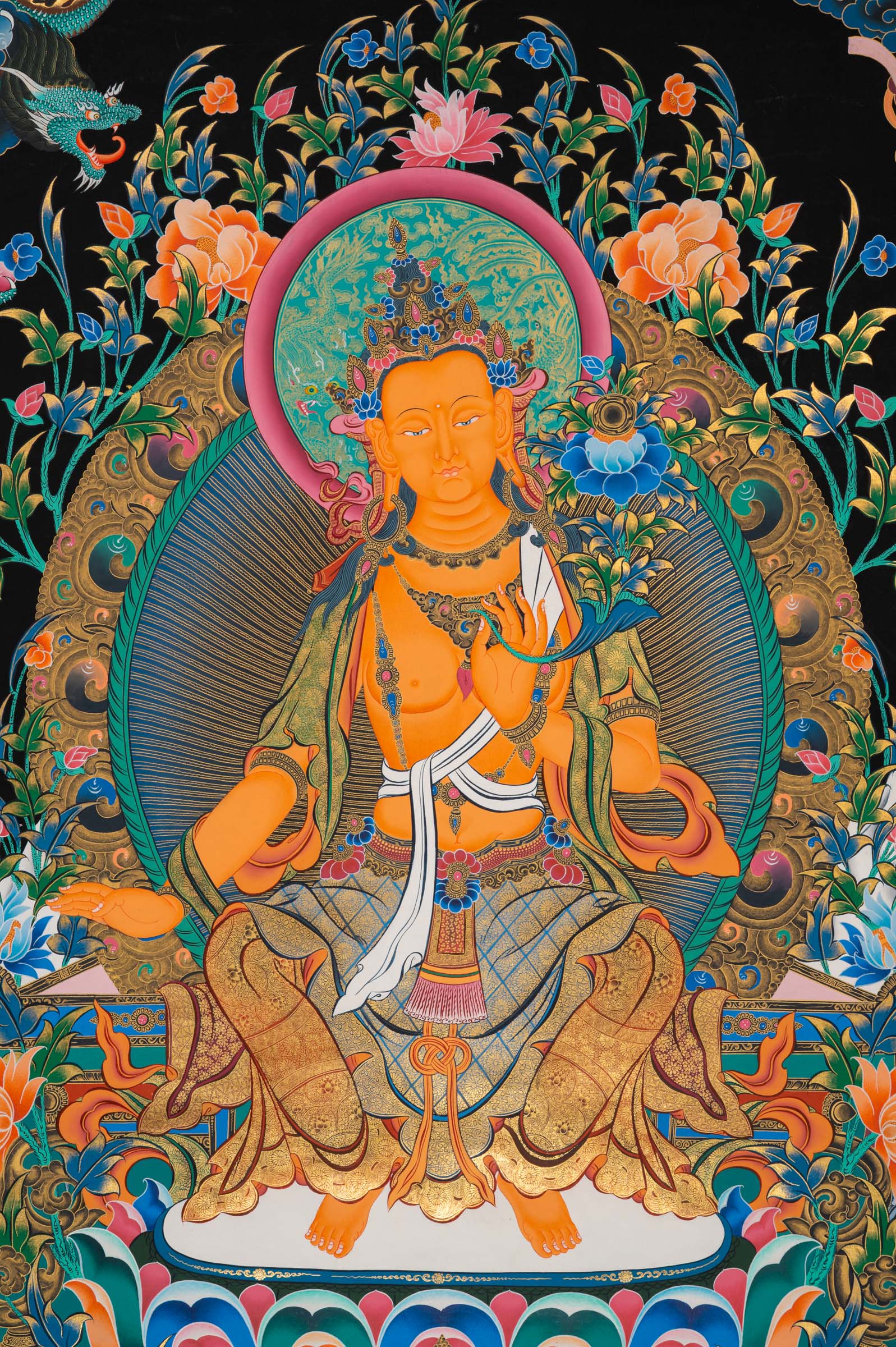 Maitreya Buddha Thangka painting High Quality for Large walls , meditation and spiritual practices.
