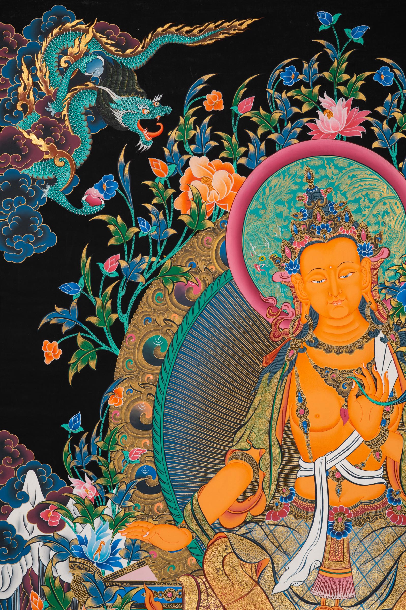Maitreya Buddha Thangka painting High Quality for Large walls , meditation and spiritual practices.