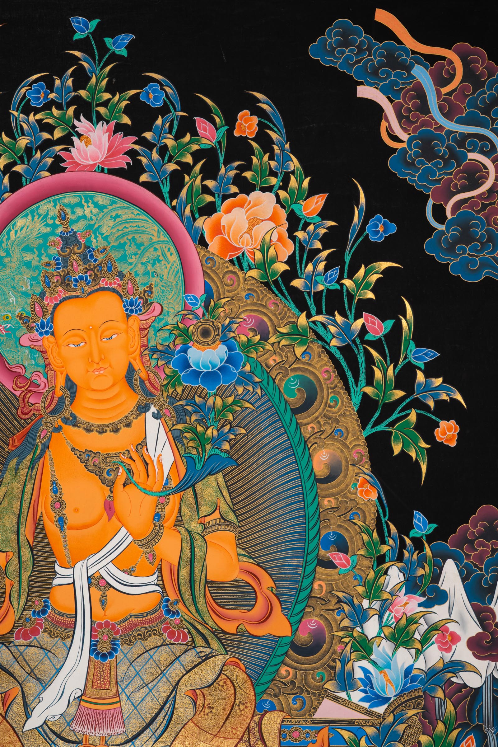 Maitreya Buddha Thangka painting High Quality for Large walls , meditation and spiritual practices.