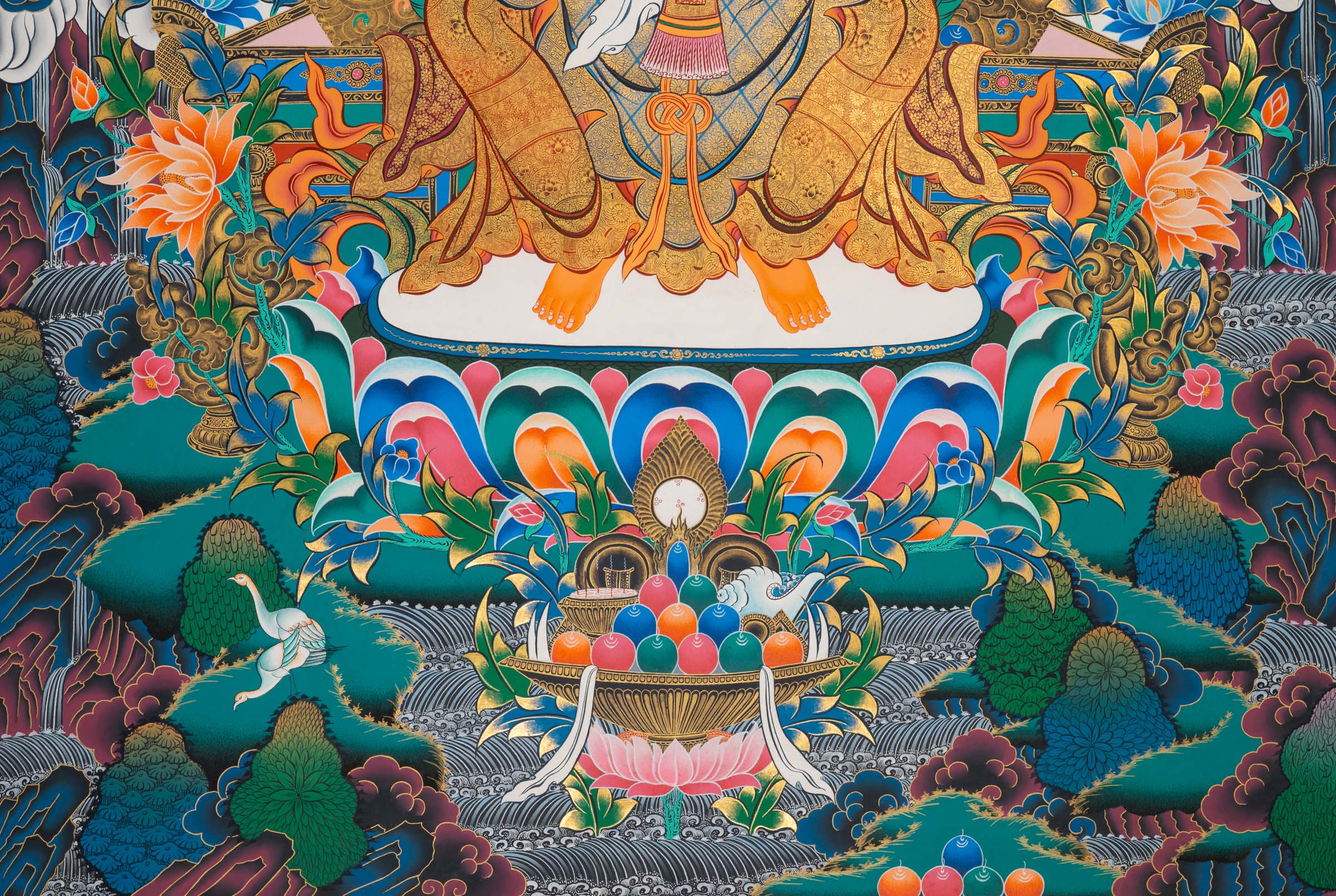 Maitreya Buddha Thangka painting High Quality for Large walls , meditation and spiritual practices.