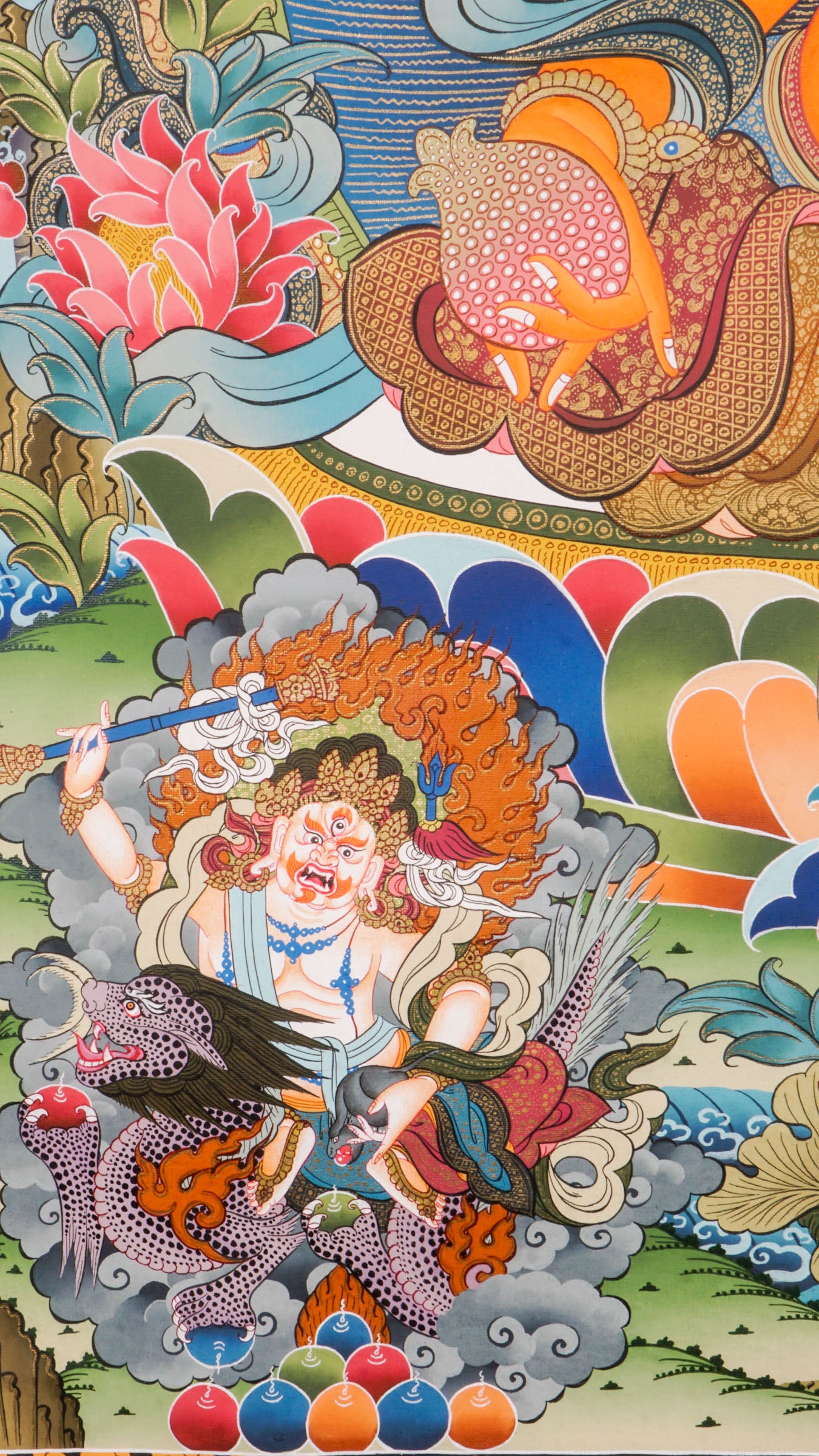 Genuine Tibetan Buddhist Zambala Thangka. Symbol of wealth, prosperity, and protection. Hand-painted with rich colors and details. Perfect for meditation, altar, or sacred space. Invites abundance and removes obstacles.