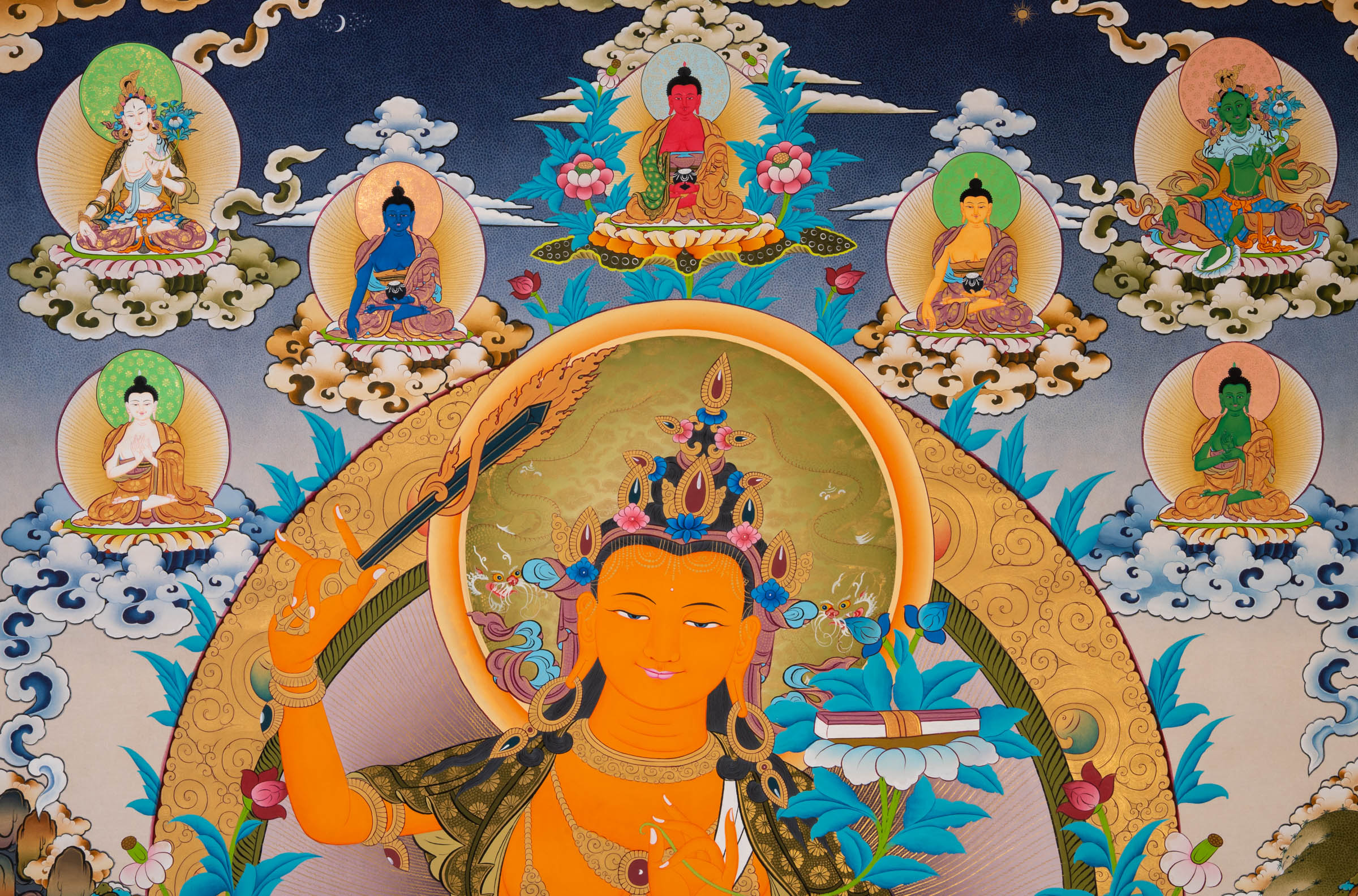 The Manjushree Thangka - a sacred hand-painted Buddhist artwork