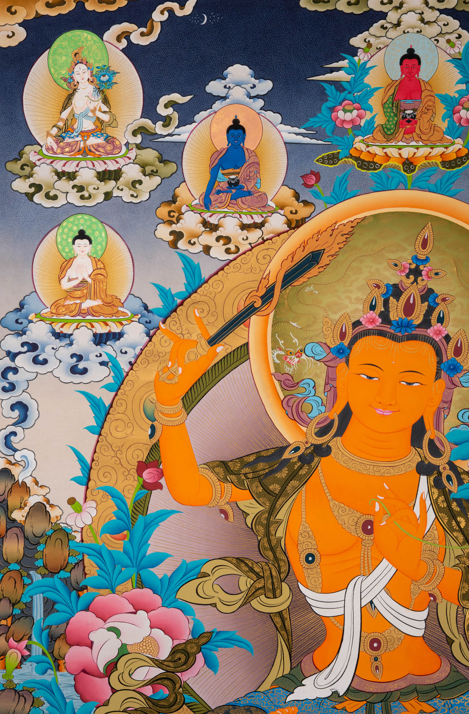 The Manjushree Thangka - a sacred hand-painted Buddhist artwork