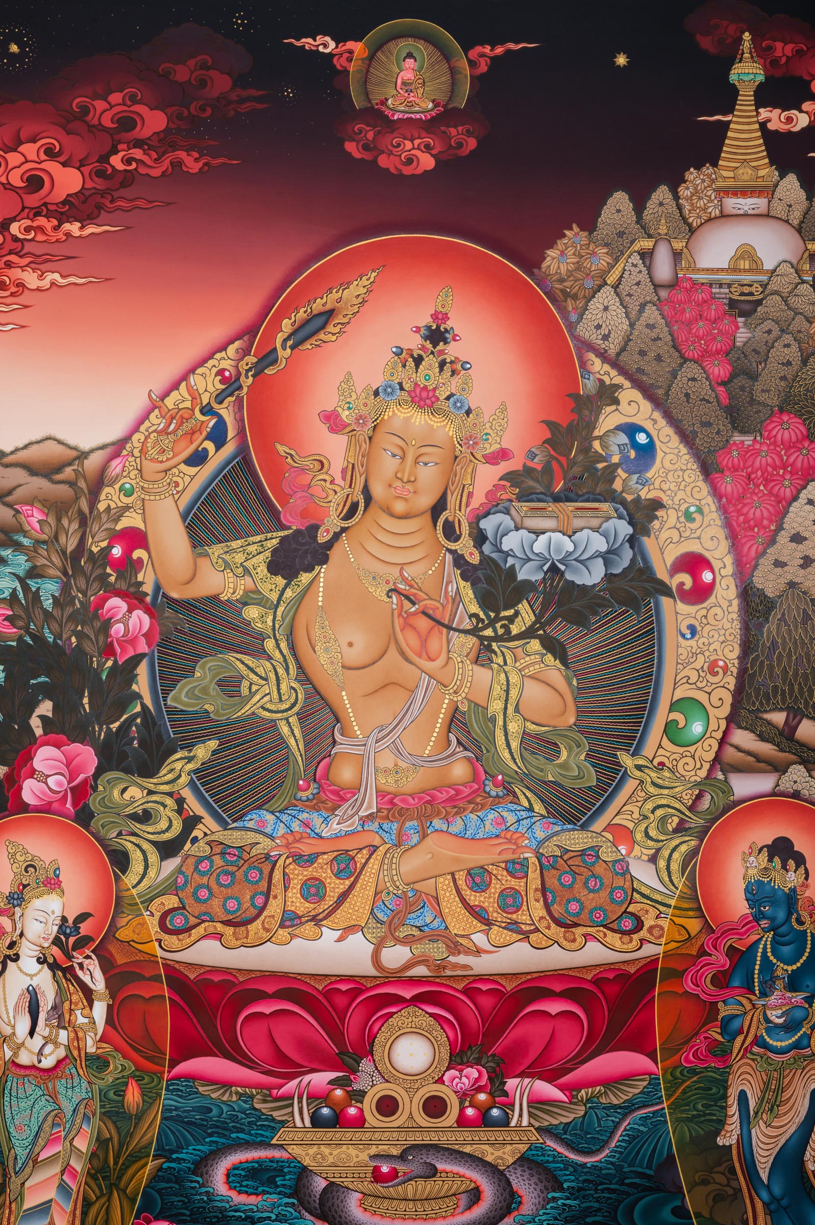 Manjushri- a sacred hand painting.