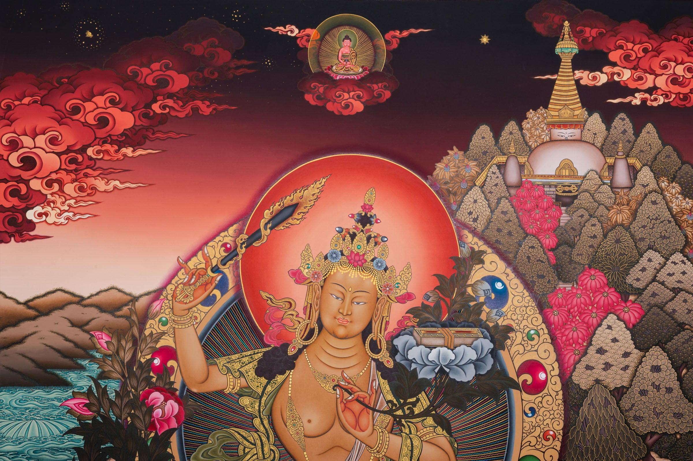 Manjushree (Fine Art)- a sacred hand painting.