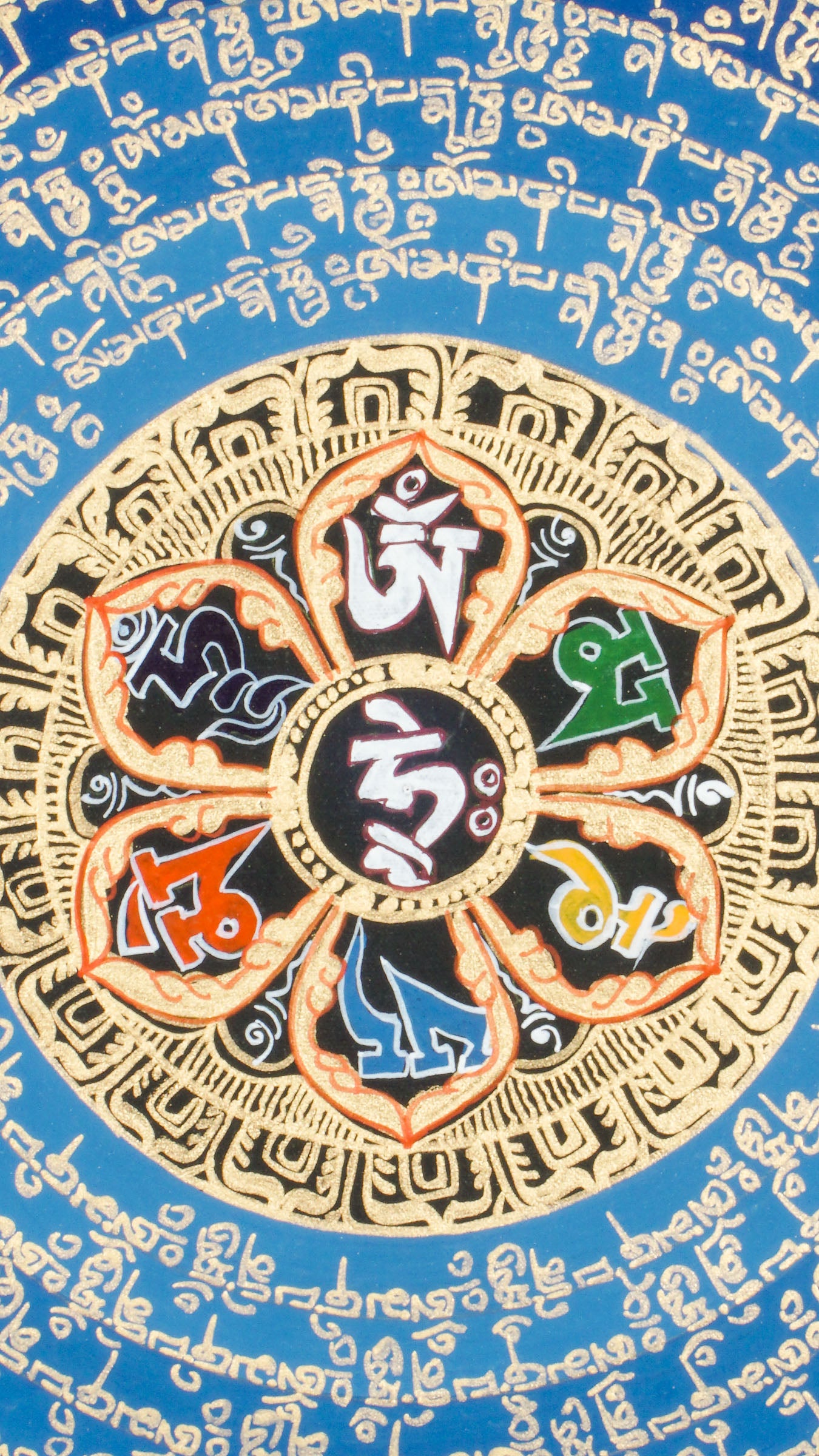A Mantra Mandala Thangka is a powerful spiritual artwork that combines intricate mandala patterns with sacred Buddhist mantras. Rooted in Tibetan and Himalayan traditions, this thangka serves as both a meditative tool and a symbol of universal harmony.