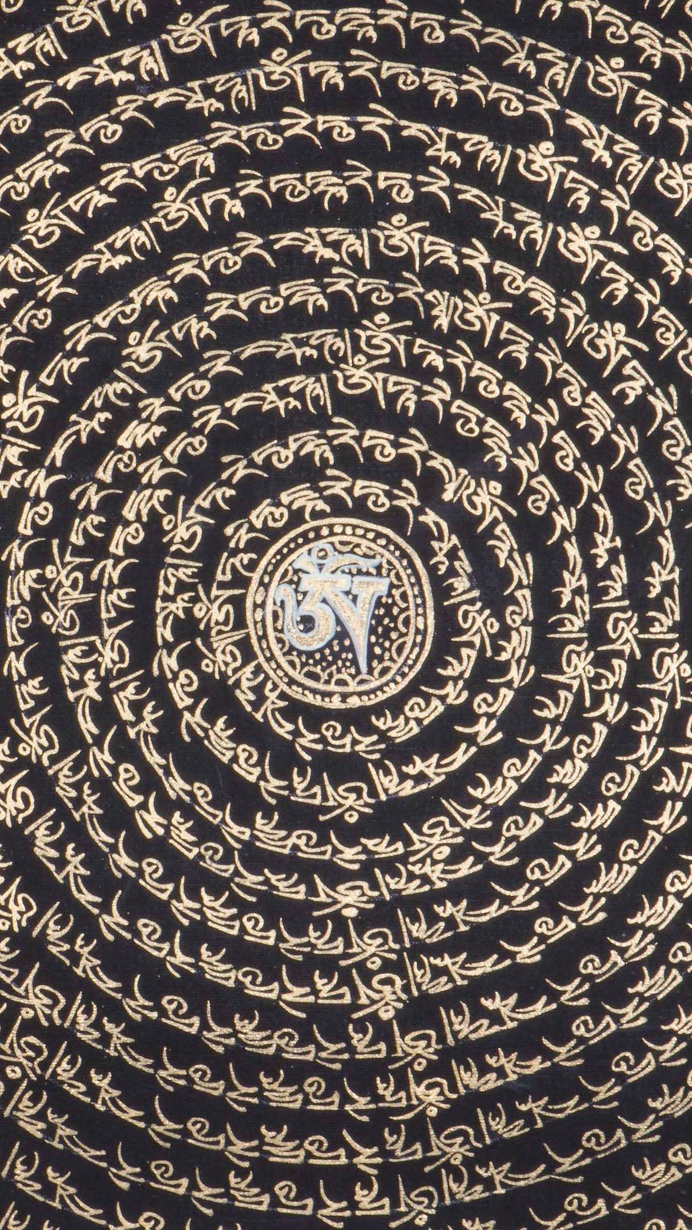 Black and Gold Mandala with Mantra- Om Mani Padme Hum for Good luck