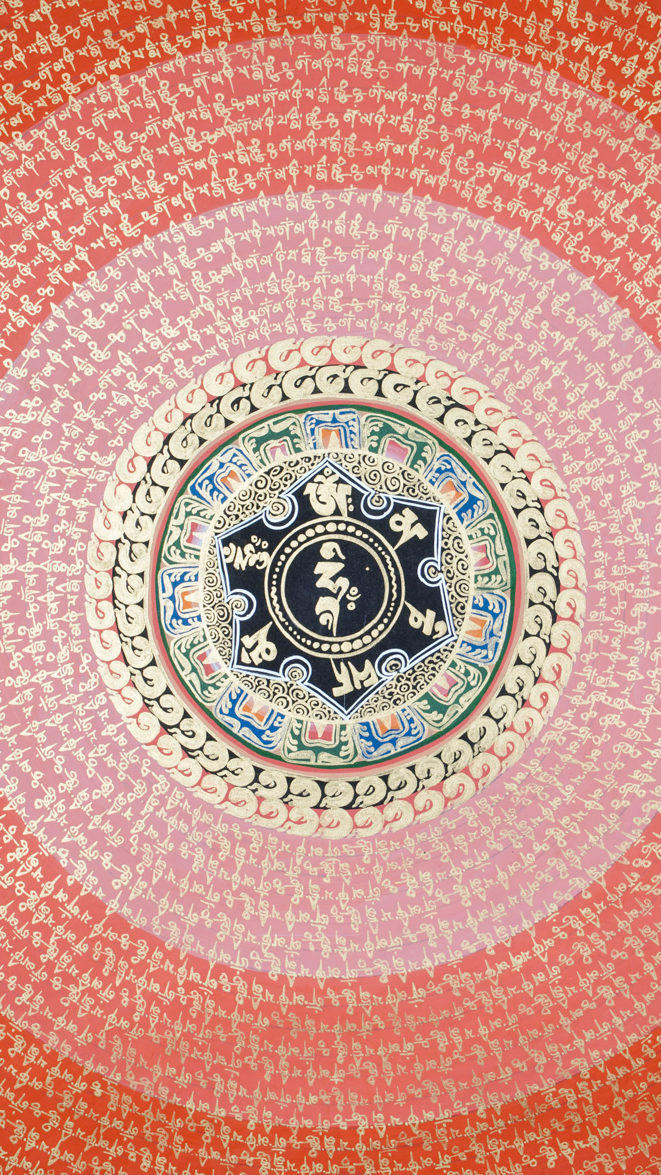 This Mantra Mandala Thangka blends sacred geometry with powerful Tibetan mantras, enhancing meditation and mindfulness. A beautiful symbol of harmony and inner peace, it’s perfect for any spiritual or sacred space.