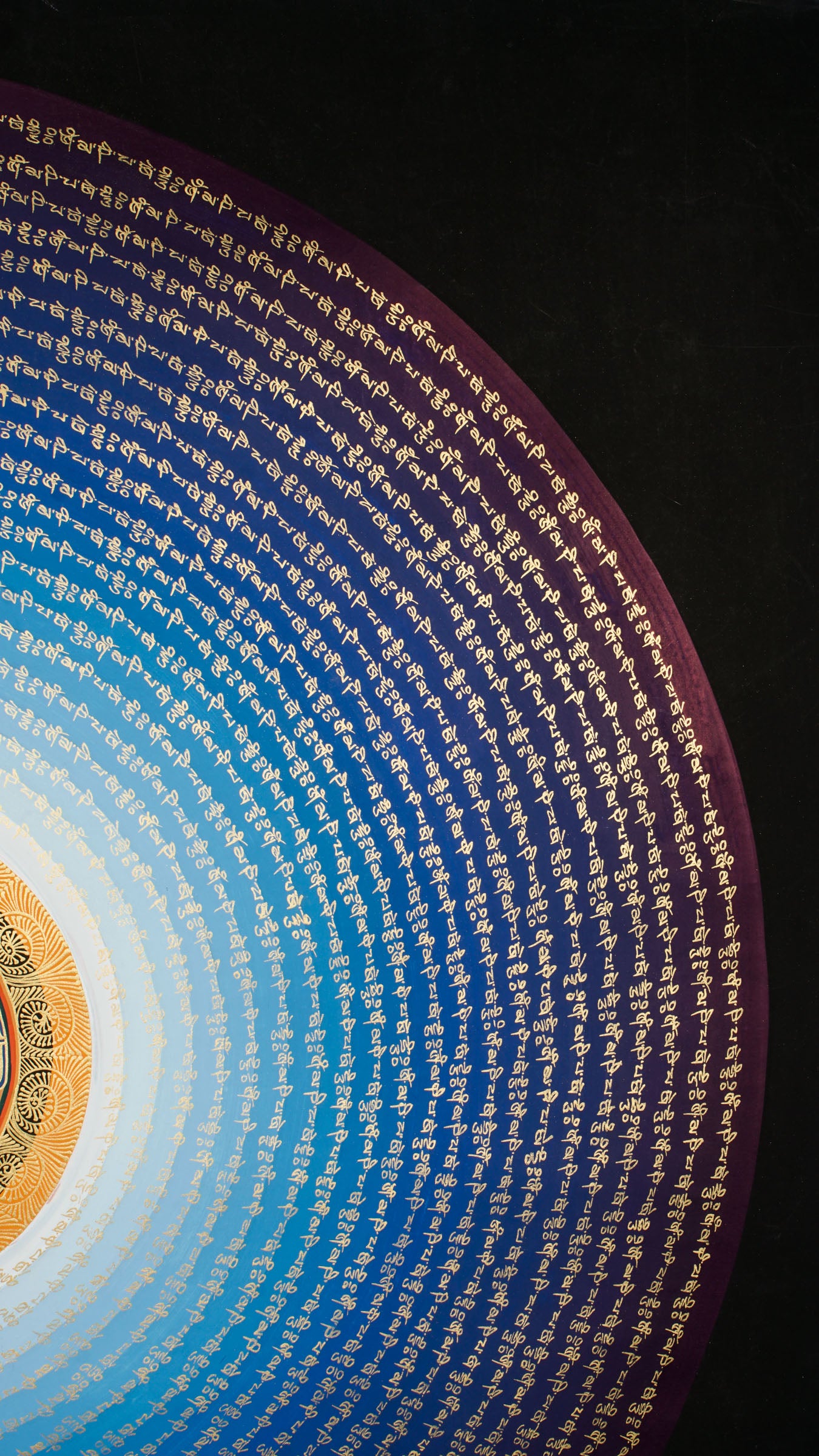 The Mantra Mandala Thangka is a hand-painted Tibetan artwork that combines sacred geometry with powerful mantras like Om Mani Padme Hum, symbolizing spiritual balance, protection, and enlightenment. Perfect for meditation, this thangka enhances focus, promotes inner peace, and brings serene energy to any sacred or living space.