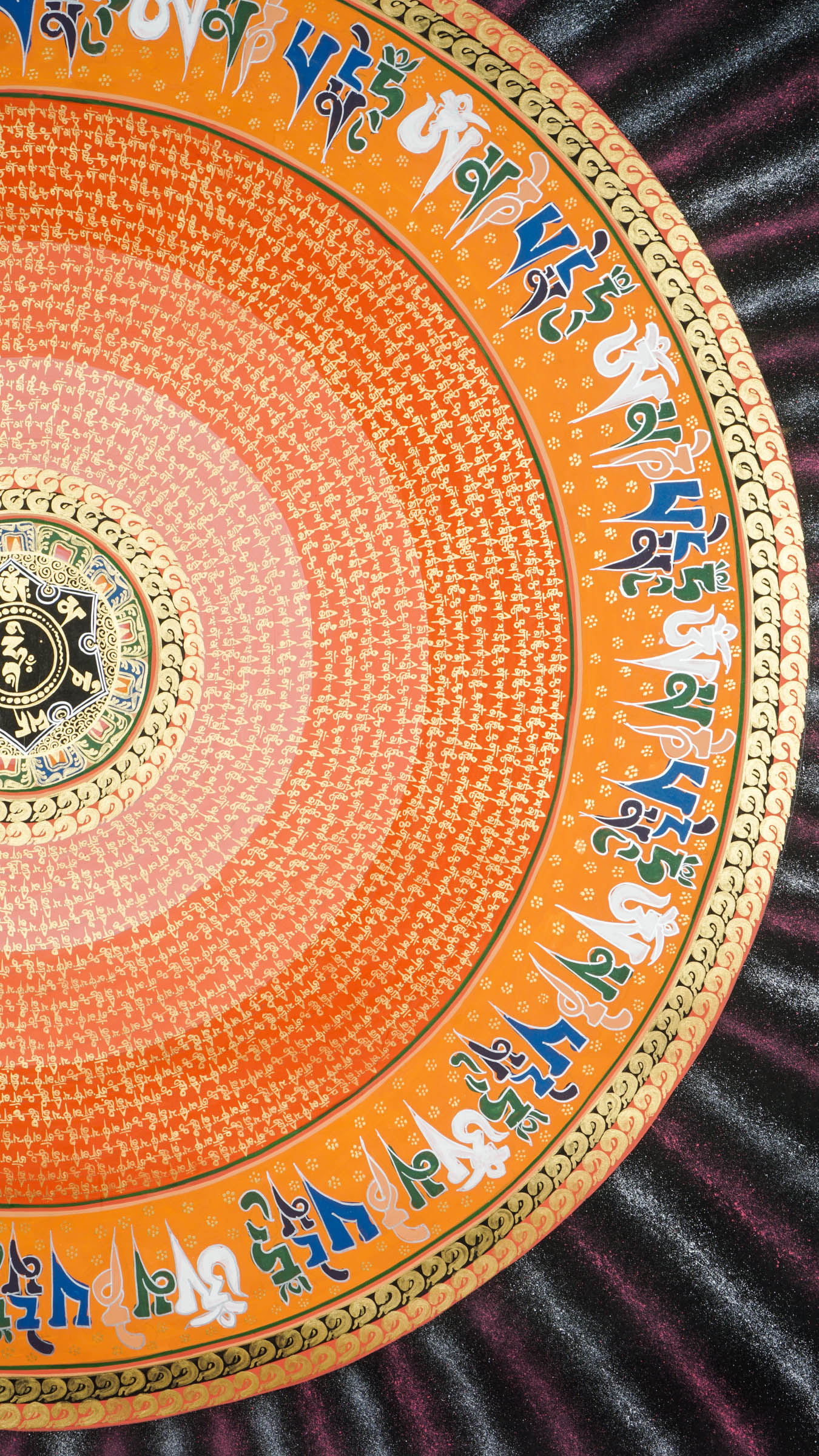 This Mantra Mandala Thangka blends sacred geometry with powerful Tibetan mantras, enhancing meditation and mindfulness. A beautiful symbol of harmony and inner peace, it’s perfect for any spiritual or sacred space.