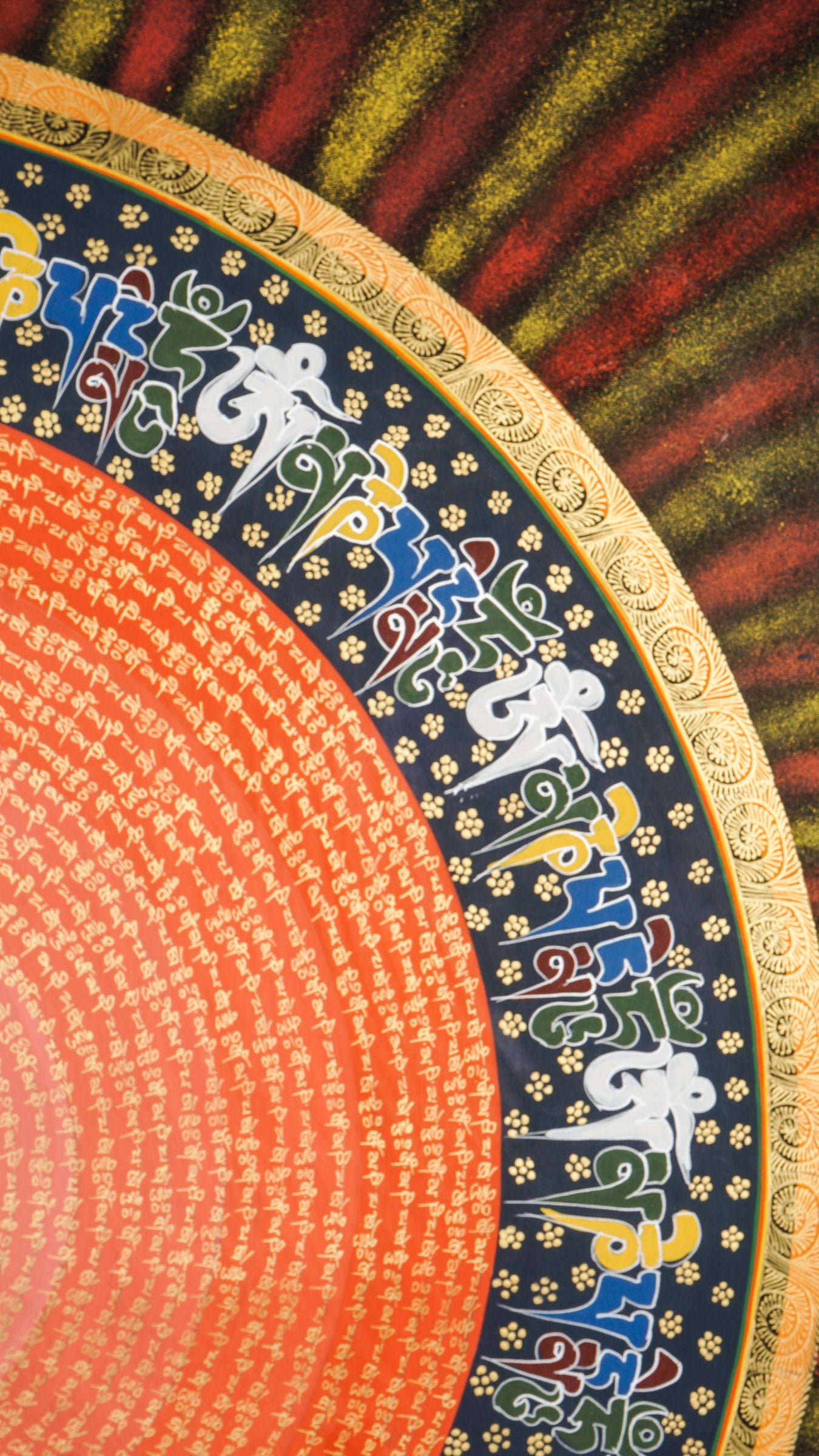 our genuine Tibetan Mantra Mandala Thangka, a sacred fusion of Buddhist art, geometry, and powerful mantras like Om Mani Padme Hum designed to enhance meditation and promote inner peace. Hand-painted by skilled artisans, this authentic Thangka supports mindfulness, stress relief, and spiritual growth in any home, altar, or meditation space.