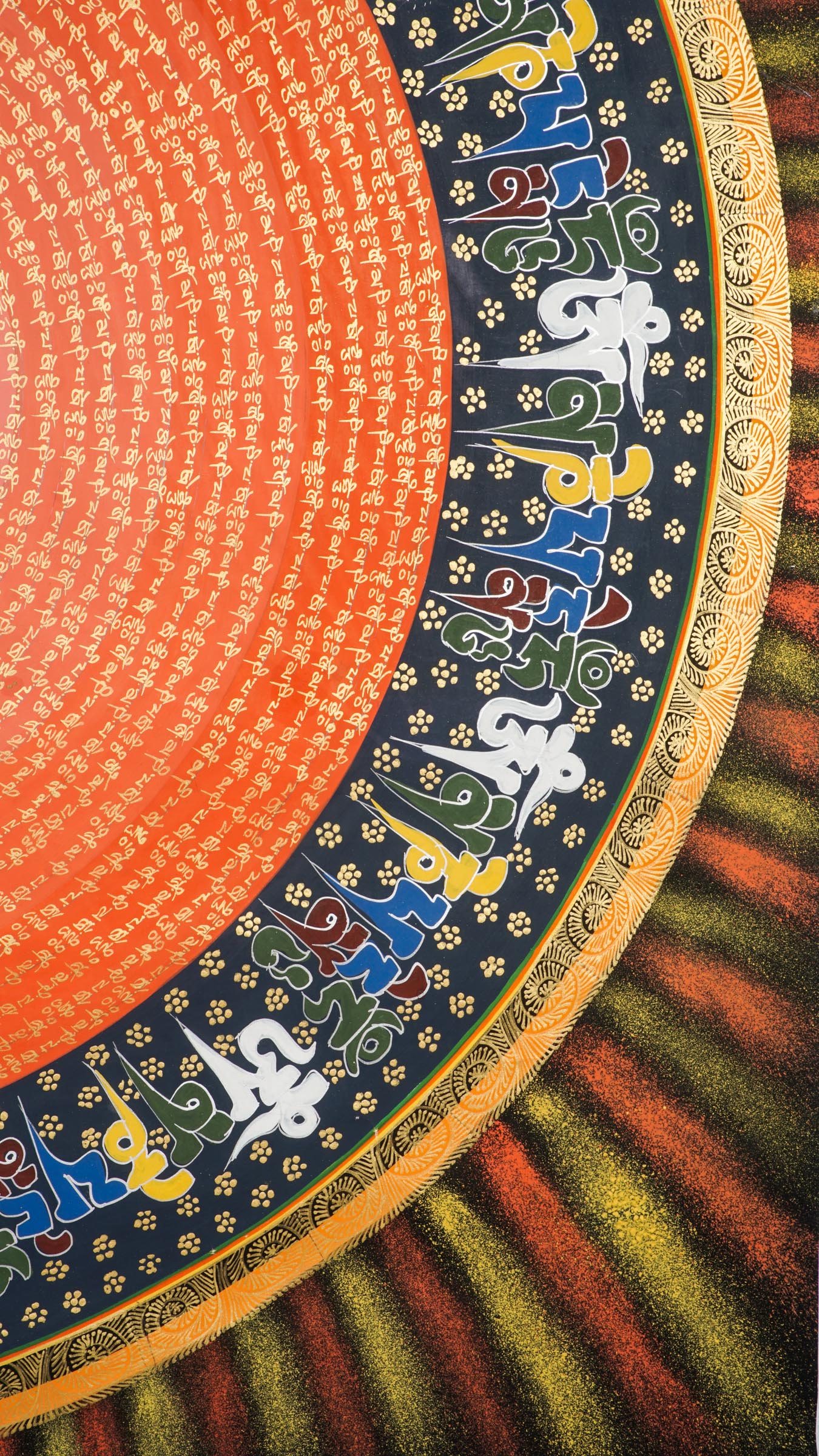 our genuine Tibetan Mantra Mandala Thangka, a sacred fusion of Buddhist art, geometry, and powerful mantras like Om Mani Padme Hum designed to enhance meditation and promote inner peace. Hand-painted by skilled artisans, this authentic Thangka supports mindfulness, stress relief, and spiritual growth in any home, altar, or meditation space.