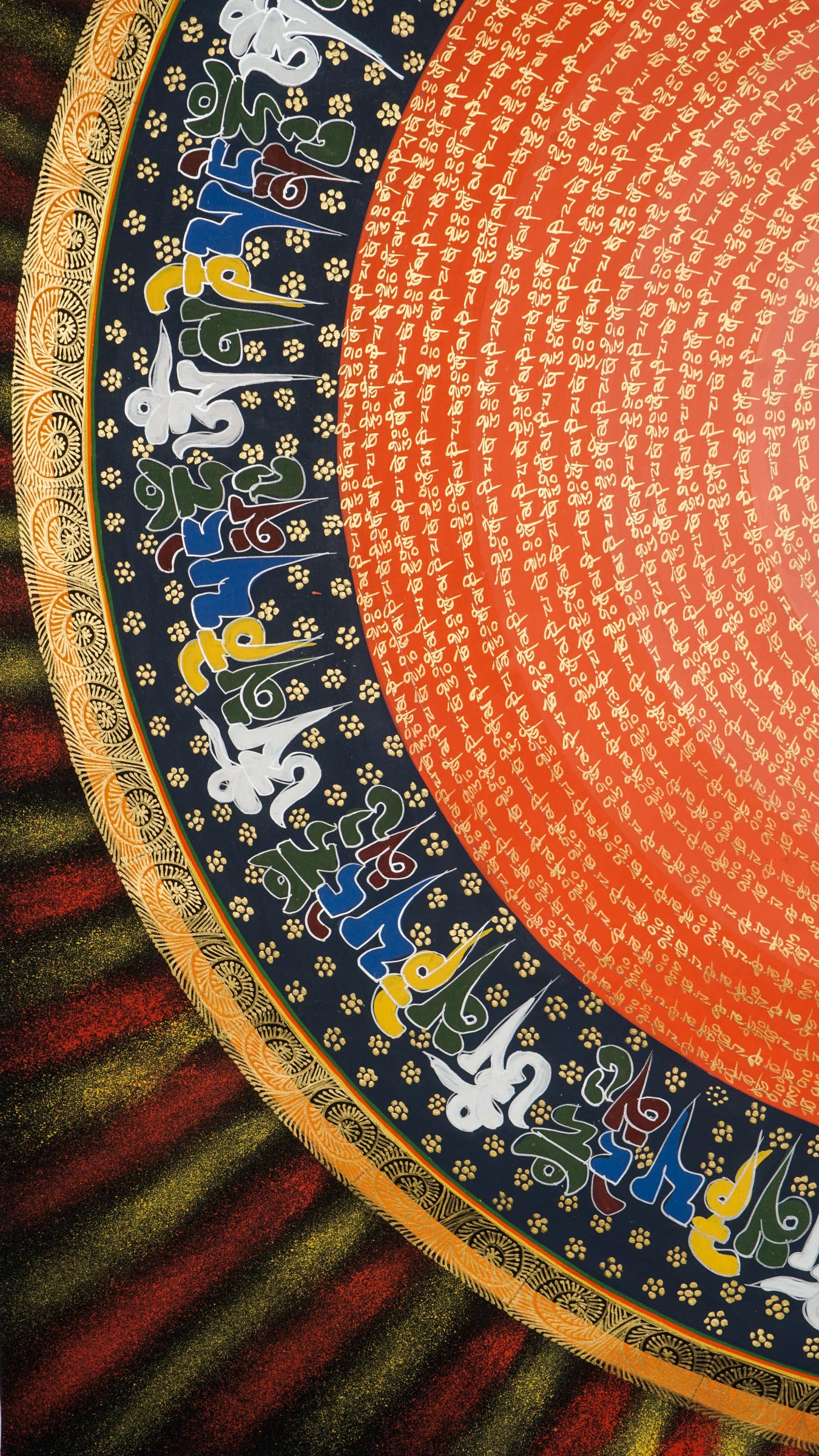 our genuine Tibetan Mantra Mandala Thangka, a sacred fusion of Buddhist art, geometry, and powerful mantras like Om Mani Padme Hum designed to enhance meditation and promote inner peace. Hand-painted by skilled artisans, this authentic Thangka supports mindfulness, stress relief, and spiritual growth in any home, altar, or meditation space.
