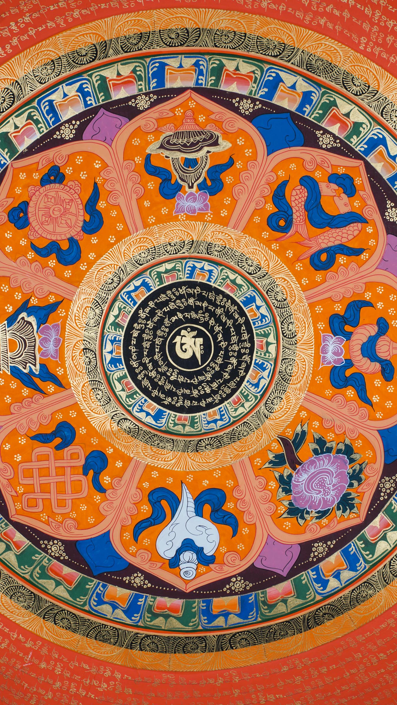The Mantra Mandala Thangka is a hand-painted Tibetan artwork combining sacred geometry with mantras like "Om Mani Padme Hum" to enhance meditation, mindfulness, and spiritual focus. Perfect for sacred spaces or feng shui decor, it radiates peace, protection, and balanced energy in any environment.
