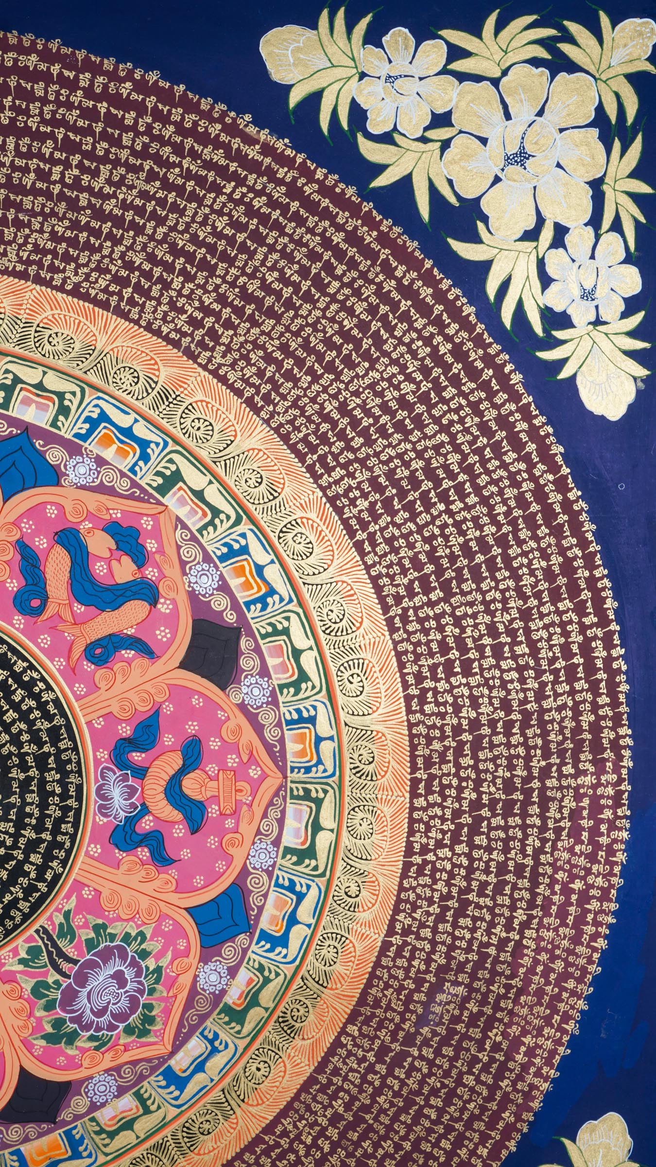 Bring harmony and focus to your space with our genuine Tibetan Mantra Mandala Thangka, a sacred Buddhist painting featuring powerful mantras like Om Mani Padme Hum. Perfect for meditation and mindfulness, this traditional artwork supports spiritual growth, inner peace, and positive energy.