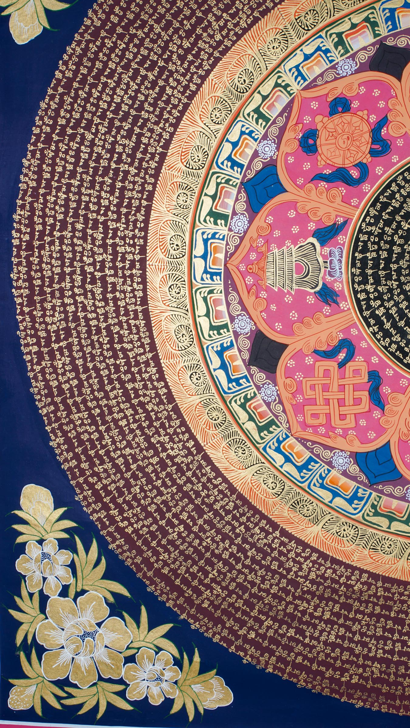 Bring harmony and focus to your space with our genuine Tibetan Mantra Mandala Thangka, a sacred Buddhist painting featuring powerful mantras like Om Mani Padme Hum. Perfect for meditation and mindfulness, this traditional artwork supports spiritual growth, inner peace, and positive energy.