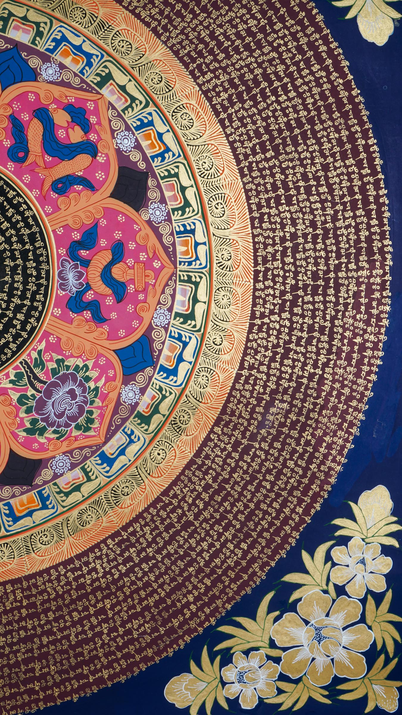 Bring harmony and focus to your space with our genuine Tibetan Mantra Mandala Thangka, a sacred Buddhist painting featuring powerful mantras like Om Mani Padme Hum. Perfect for meditation and mindfulness, this traditional artwork supports spiritual growth, inner peace, and positive energy.