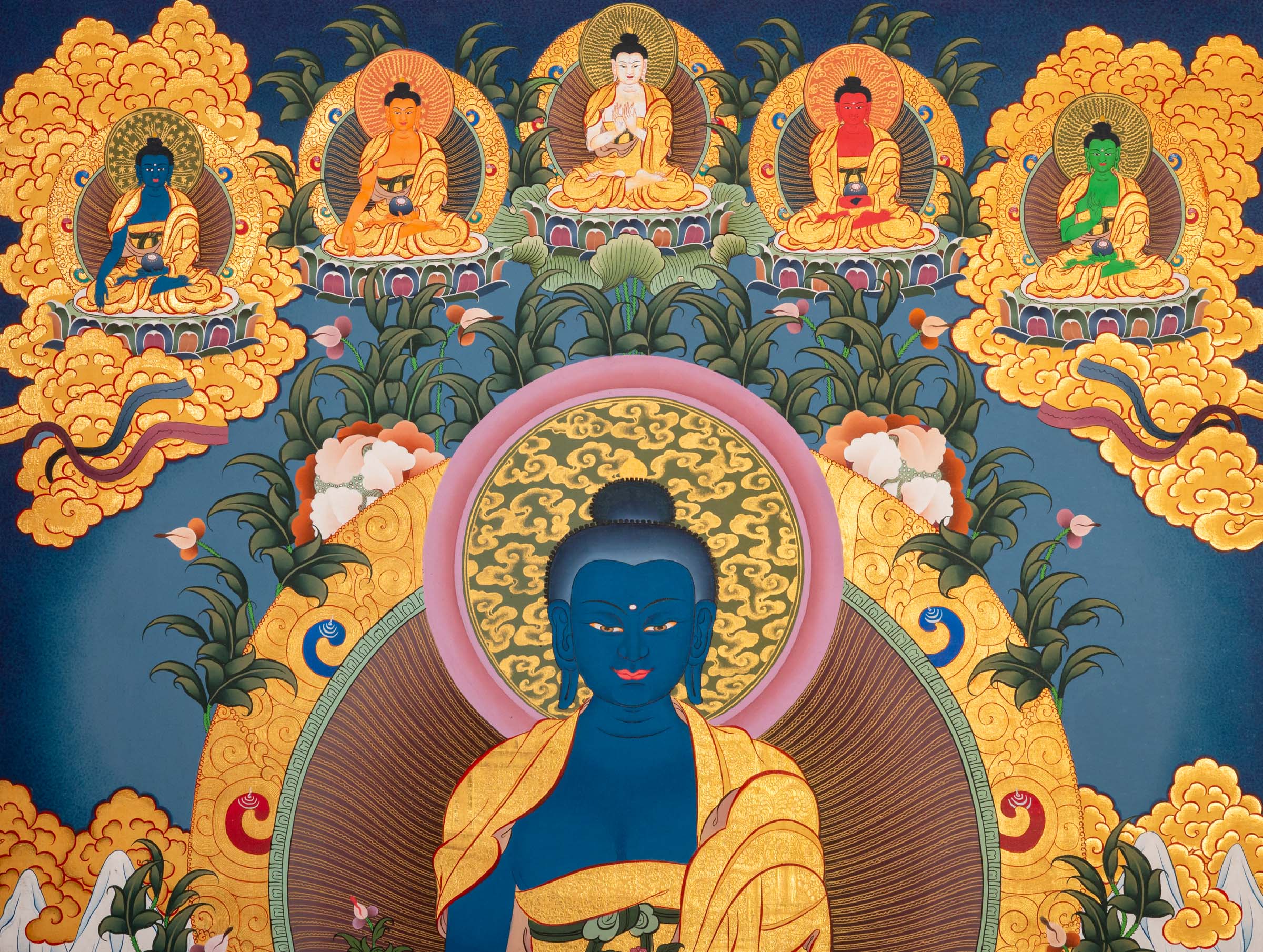 Medicine Buddha Thangka - a sacred, hand-painted artwork