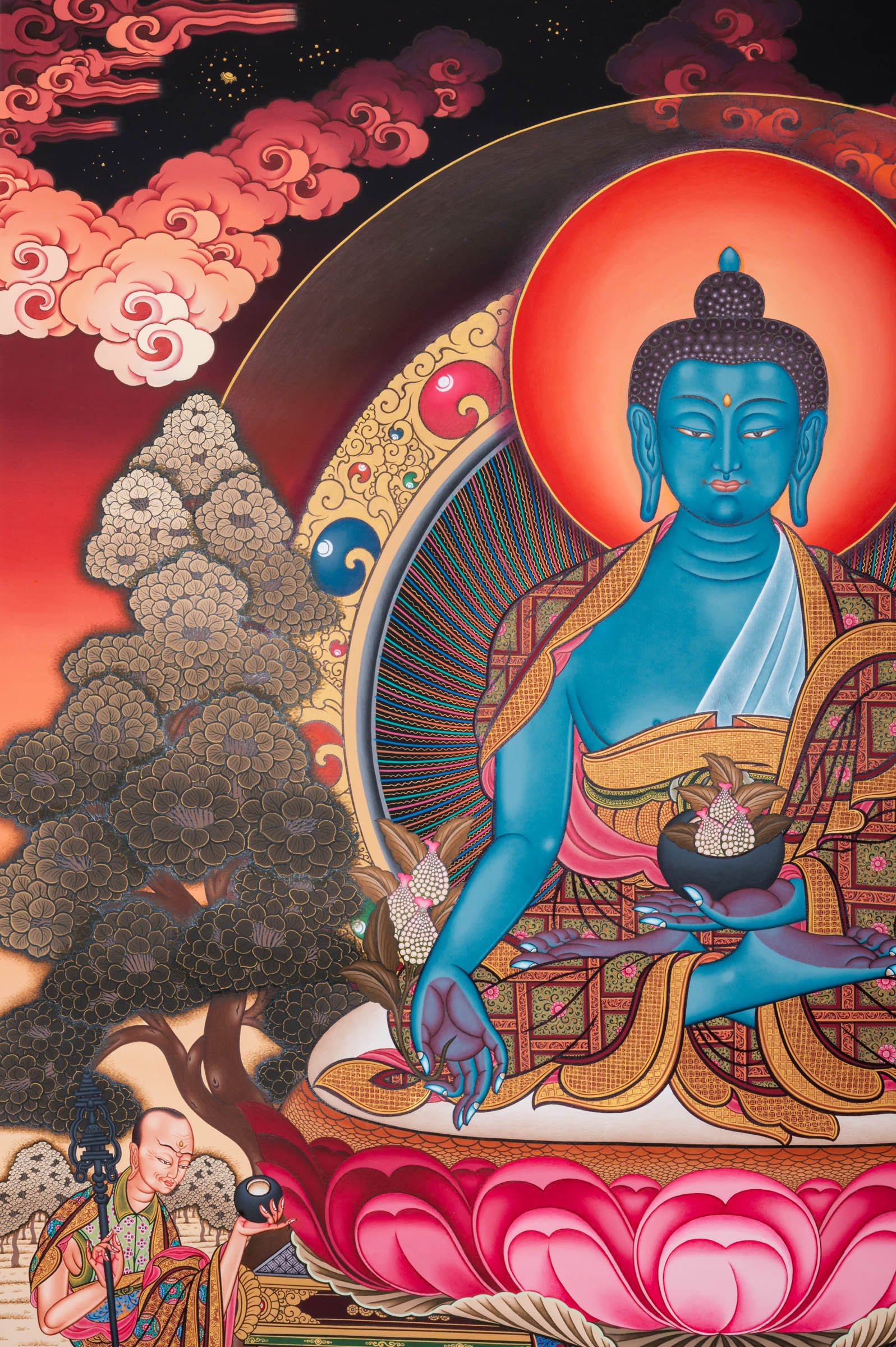 Medicine Buddha Thangka - a sacred hand thangka painting