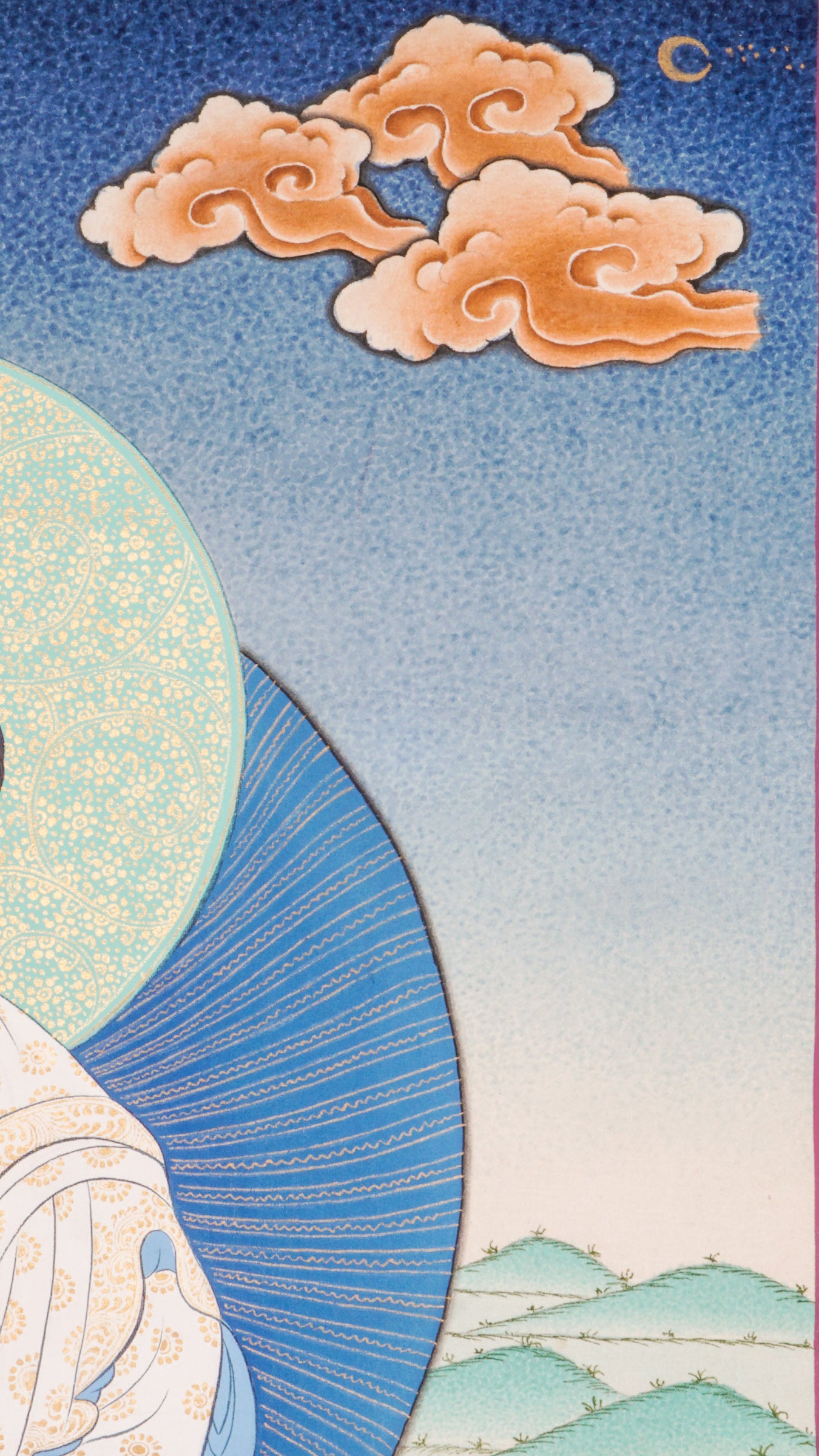 Milarepa Thangka - a sacred hand-painted Tibetan Buddhist artwork depicting the esteemed yogi and spiritual teacher Milarepa.