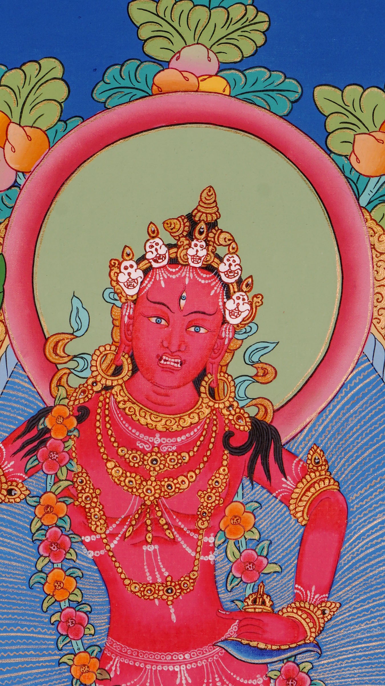 Red Thöpa (Thoba) Thangka: Wrathful Tibetan Deity of Protection and Transformation
