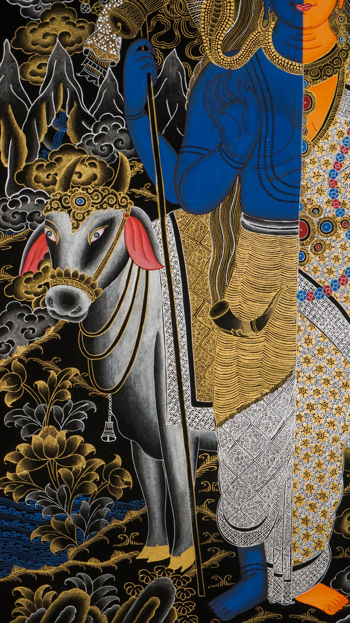 Shiva Shakti Thangka - a single sacred artwork beautifully combined with the divine energies of Shiva and Shakti.