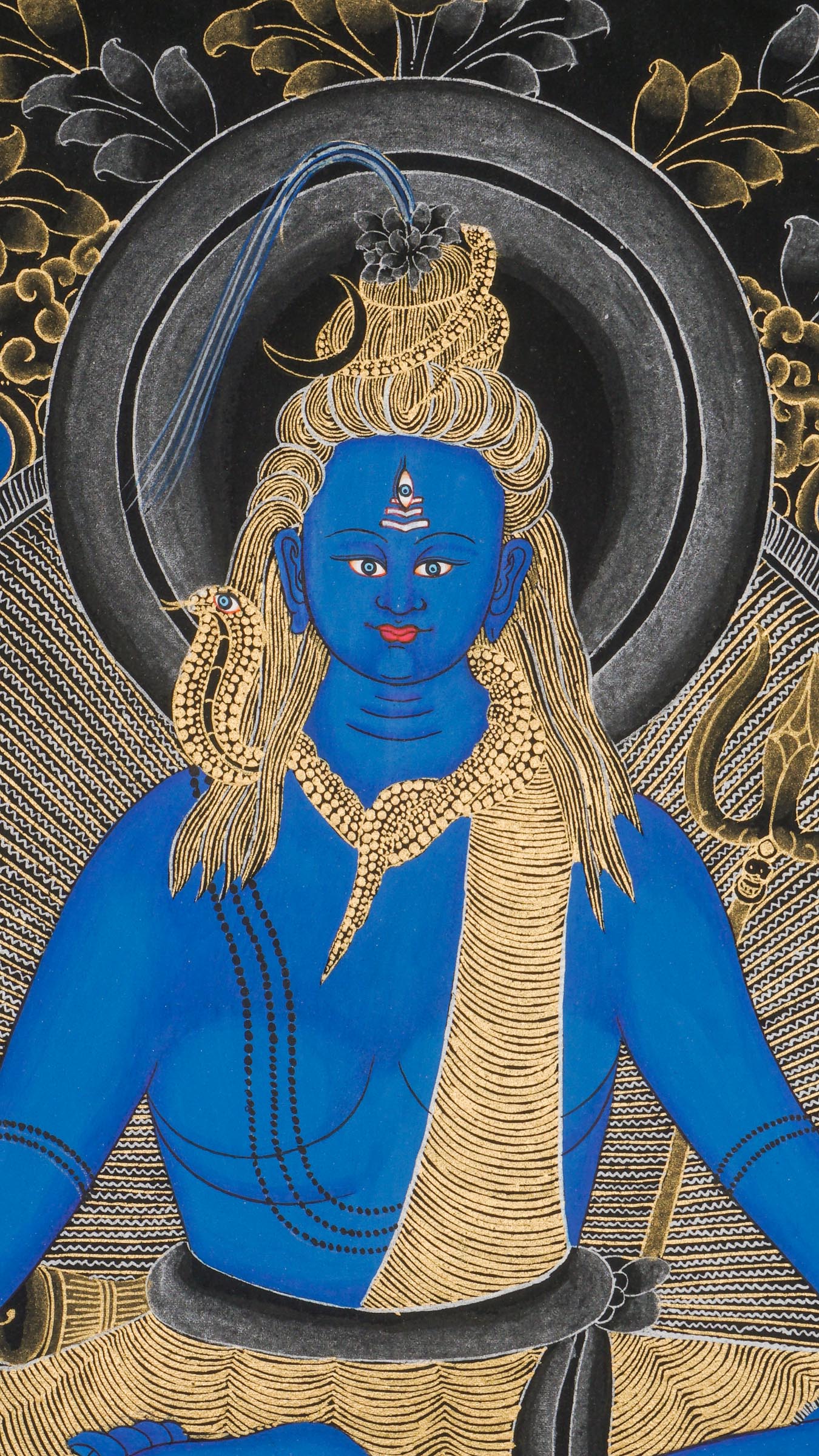 Shiva Thangka - a hand-painted Tibetan artwork of Lord Shiva, the god of destruction from Nepal.