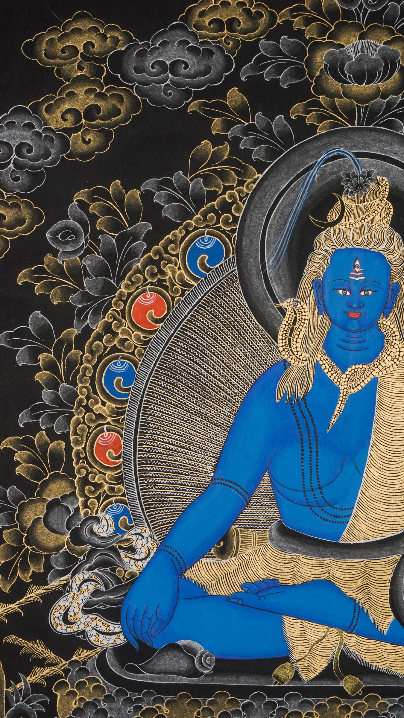 Shiva Thangka - a hand-painted Tibetan artwork of Lord Shiva, the god of destruction from Nepal.