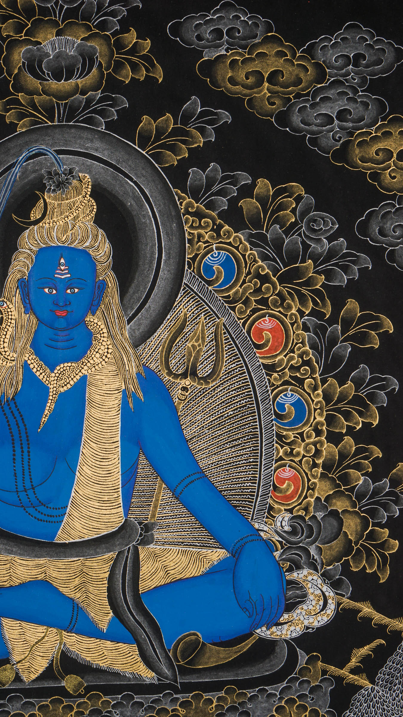 Shiva Thangka - a hand-painted Tibetan artwork of Lord Shiva, the god of destruction from Nepal.