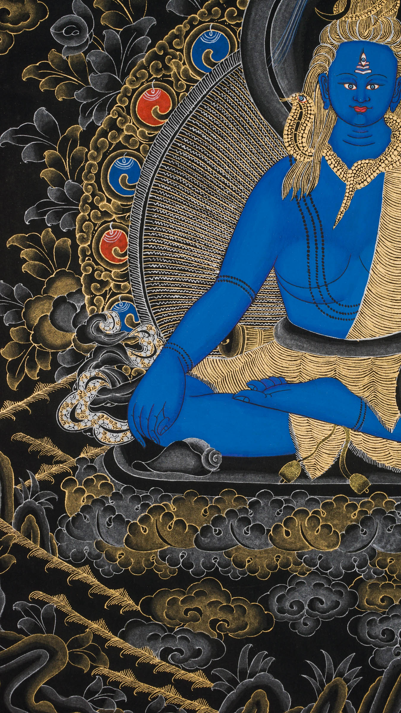 Shiva Thangka - a hand-painted Tibetan artwork of Lord Shiva, the god of destruction from Nepal.