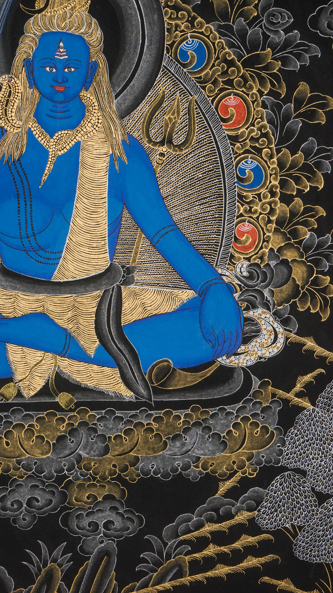 Shiva Thangka - a hand-painted Tibetan artwork of Lord Shiva, the god of destruction from Nepal.