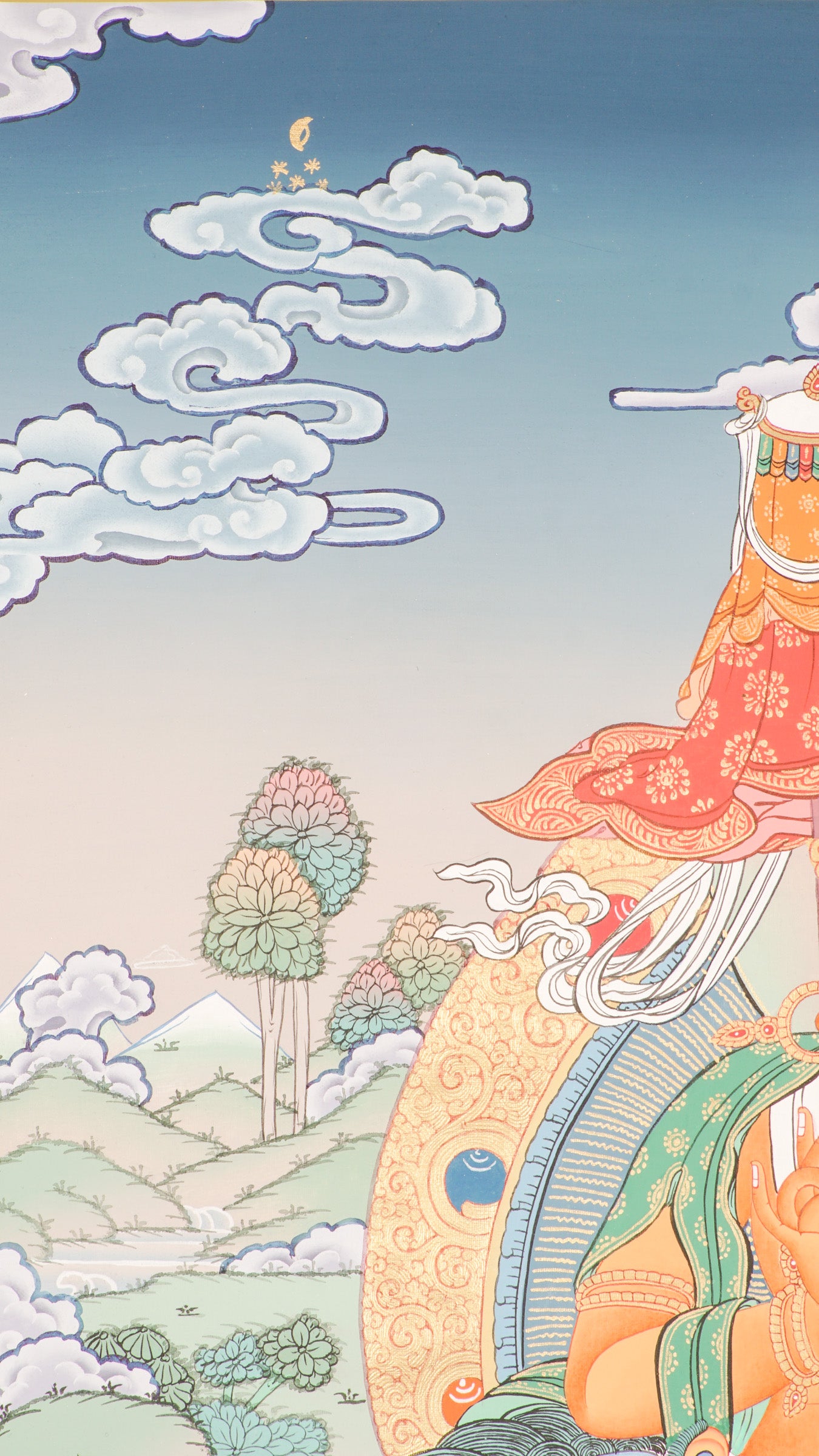 Singh Zambala Thangka - representing  noble figure of Kuber, the guardian of wealth and prosperity in Vajrayana Buddhism.