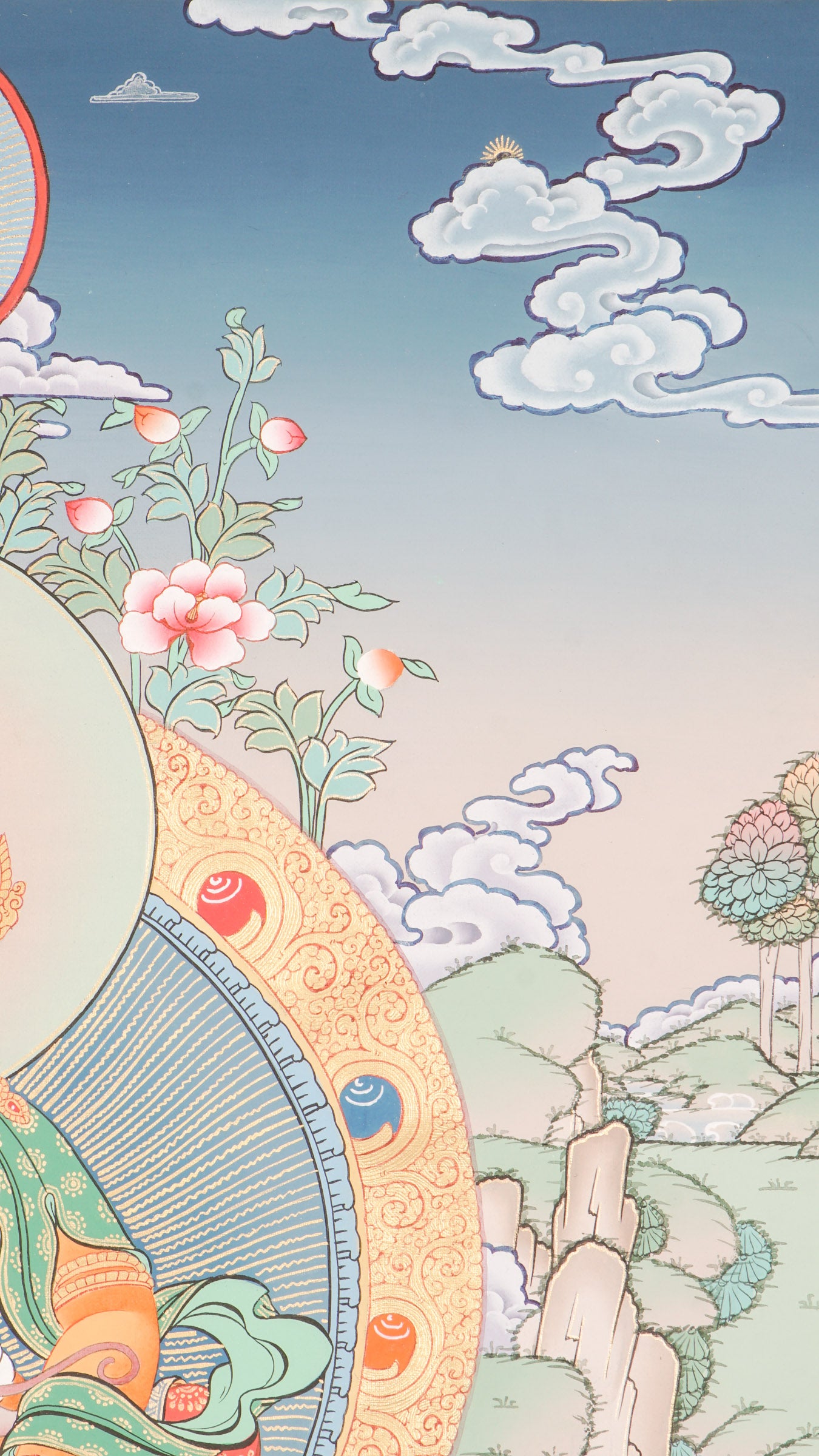 Singh Zambala Thangka - representing  noble figure of Kuber, the guardian of wealth and prosperity in Vajrayana Buddhism.