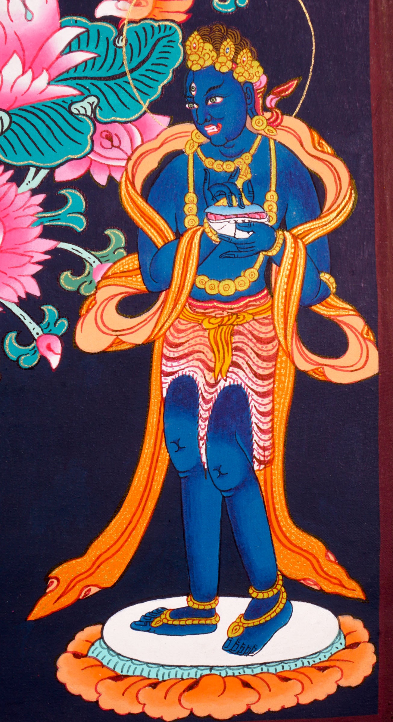 This genuine Tibetan Thangka of Green Tara beautifully captures the goddess of compassion in Buddhist tradition, symbolizing swift protection and loving guidance. Hand-painted using natural pigments, this sacred artwork brings serenity and spiritual energy to any meditation or devotional space.