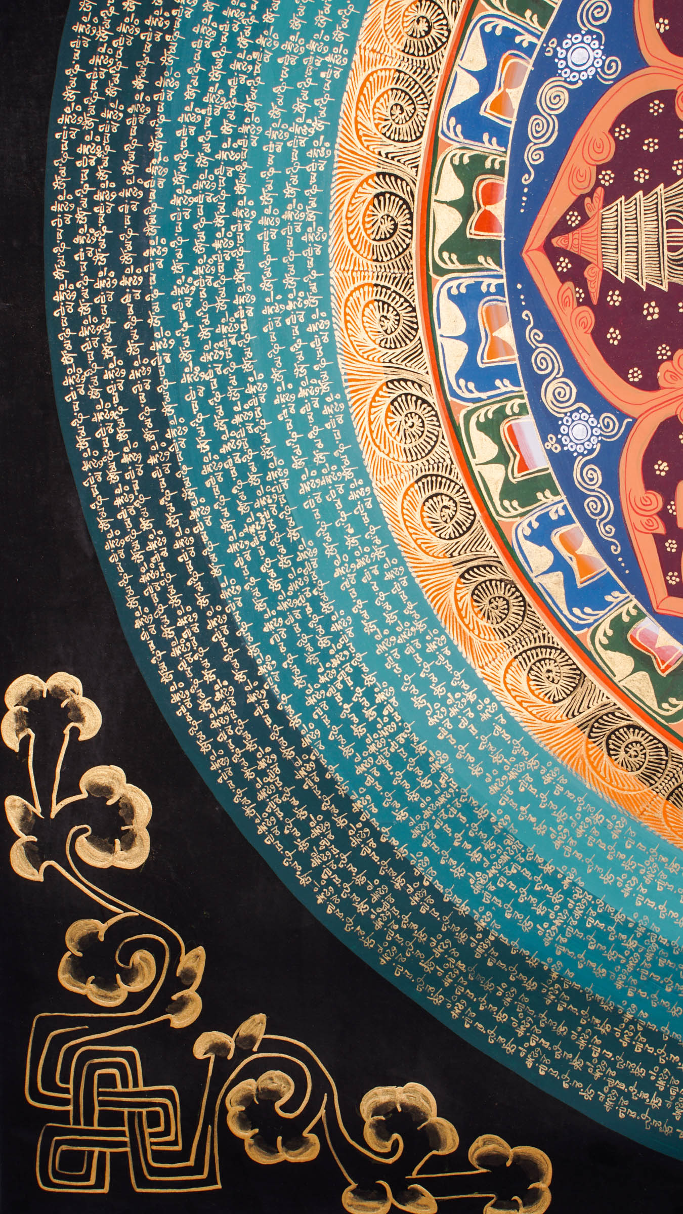 Experience the spiritual energy of our Mantra Mandala, blending ancient mantras like "Om Mani Padme Hum" with intricate mandala art. Hand-painted with care, it brings harmony, mindfulness, and spiritual growth while enhancing any space with calming beauty and elegance.