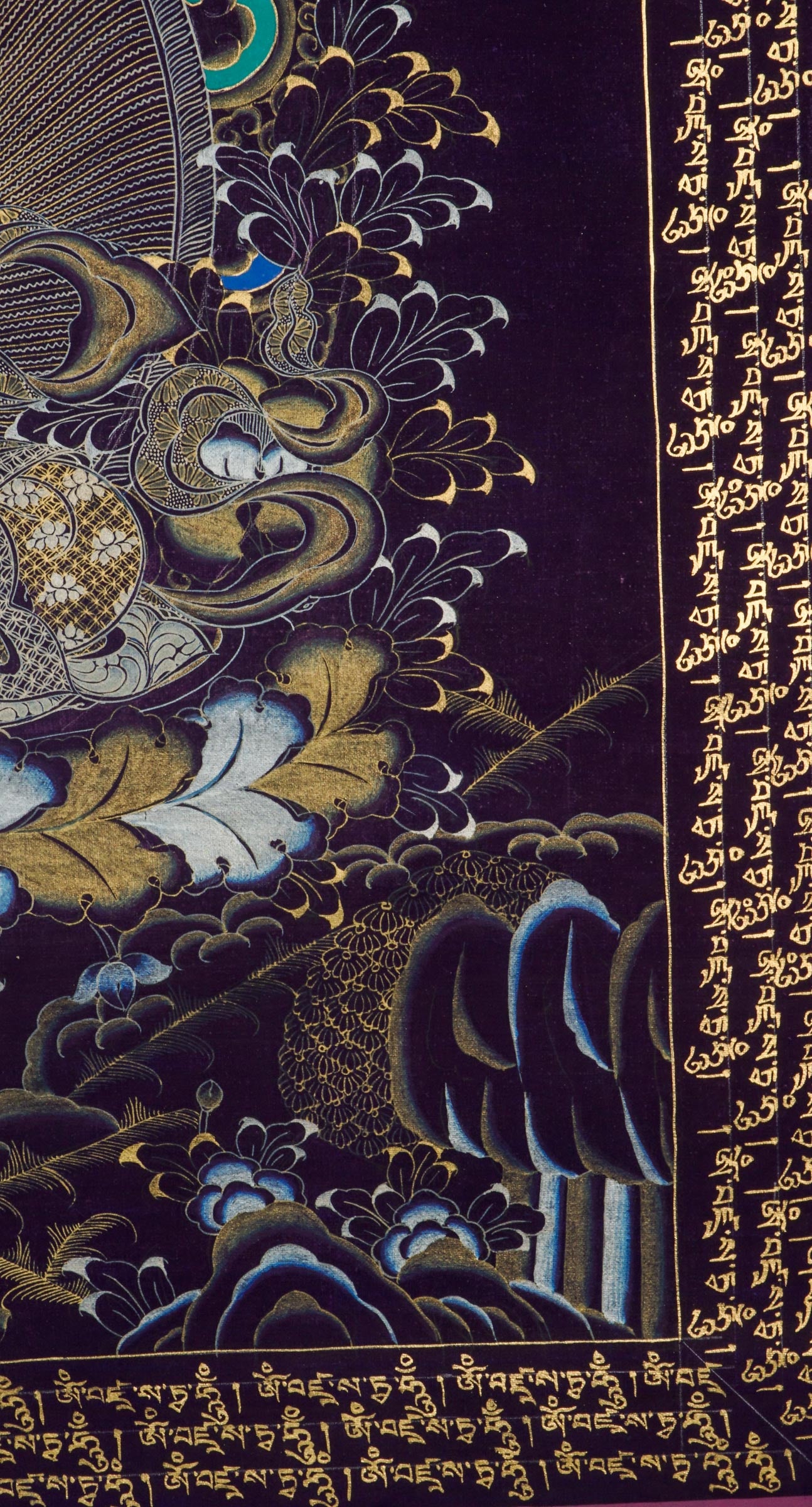 A beautifully hand-painted sacred artwork of Vajra Sattva Thangka with mantra.