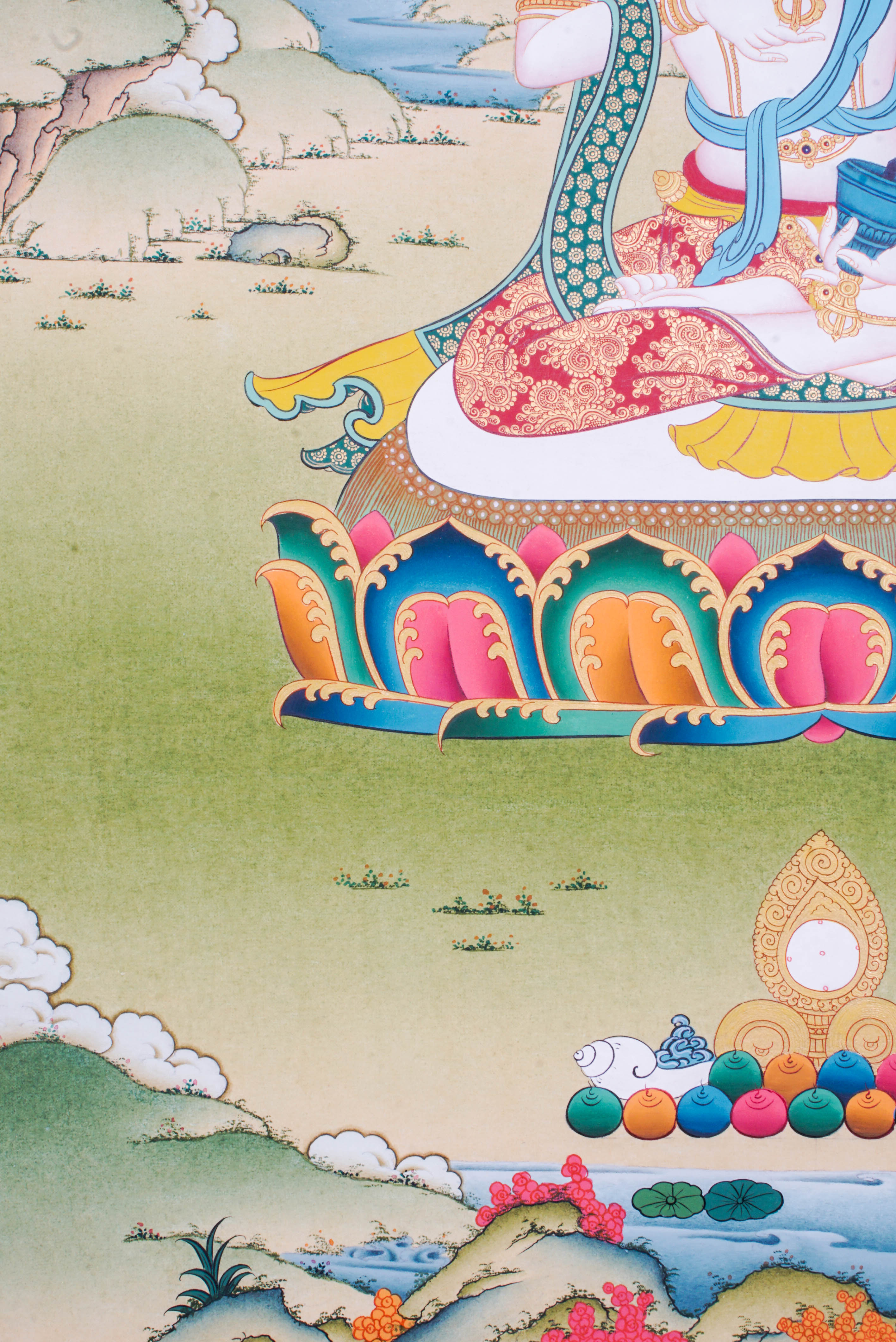 The Vajrasattva Thangka Painting symbolizes purification in Tibetan Buddhism, uniting wisdom and compassion through detailed, hand-painted artistry. A powerful piece for spiritual clarity and cleansing.
