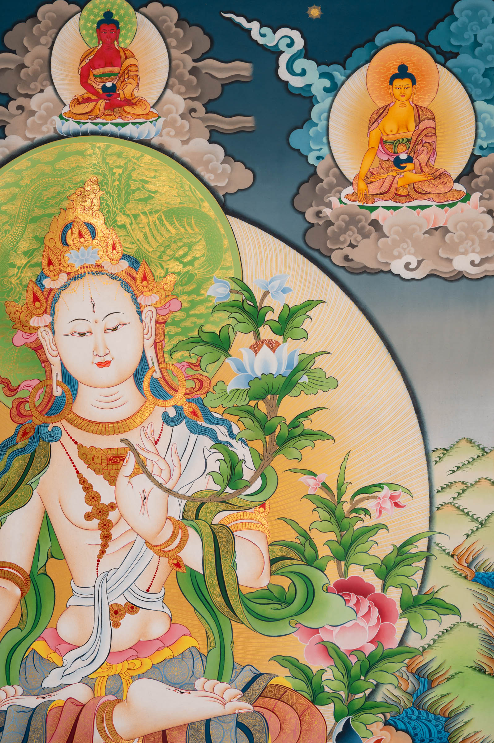 White Tara Thangka - a beautiful hand-painted sacred artwork